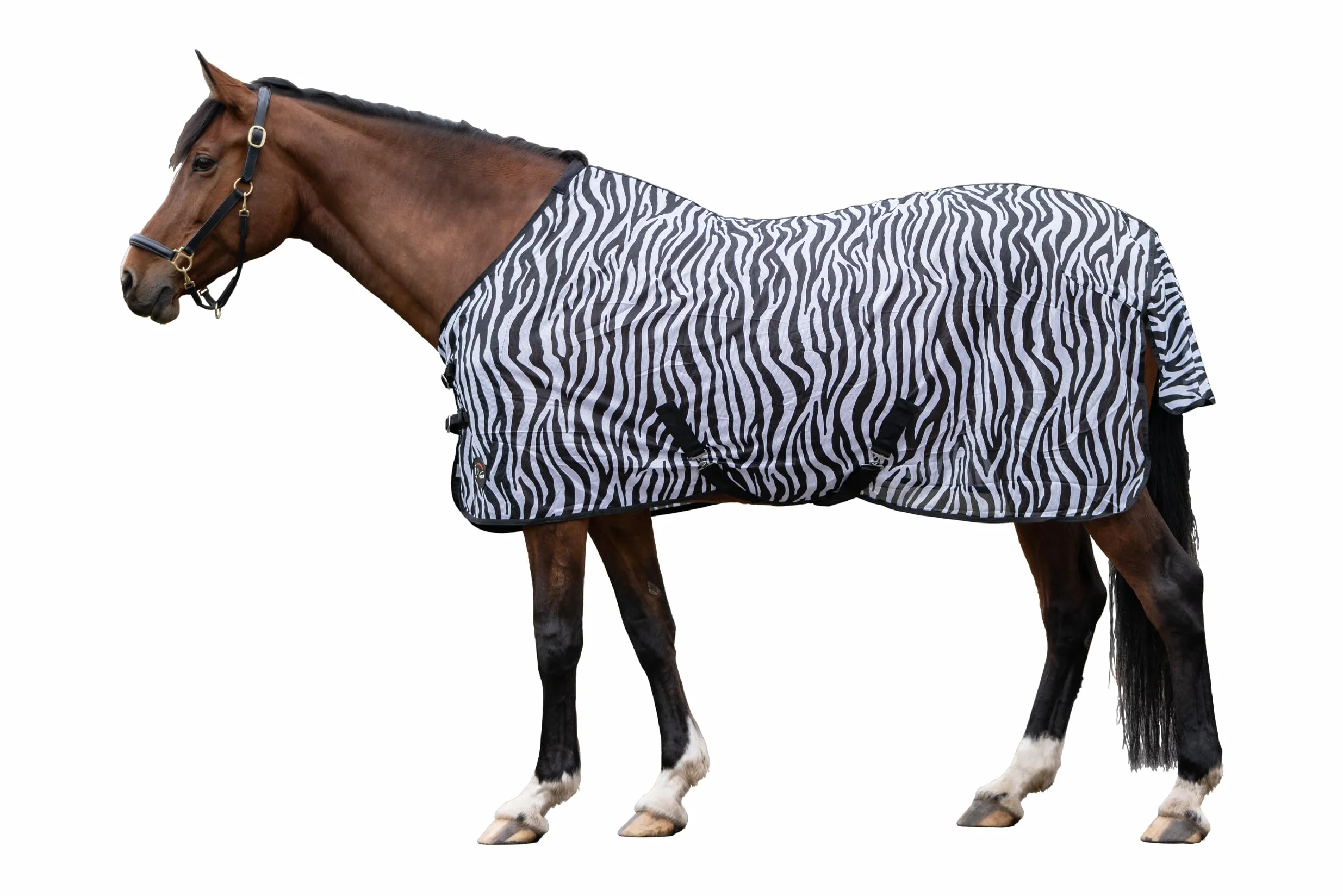 HKM 4668 Zebra - Coperta per cavallo, con cintura incrociata, 145 cm