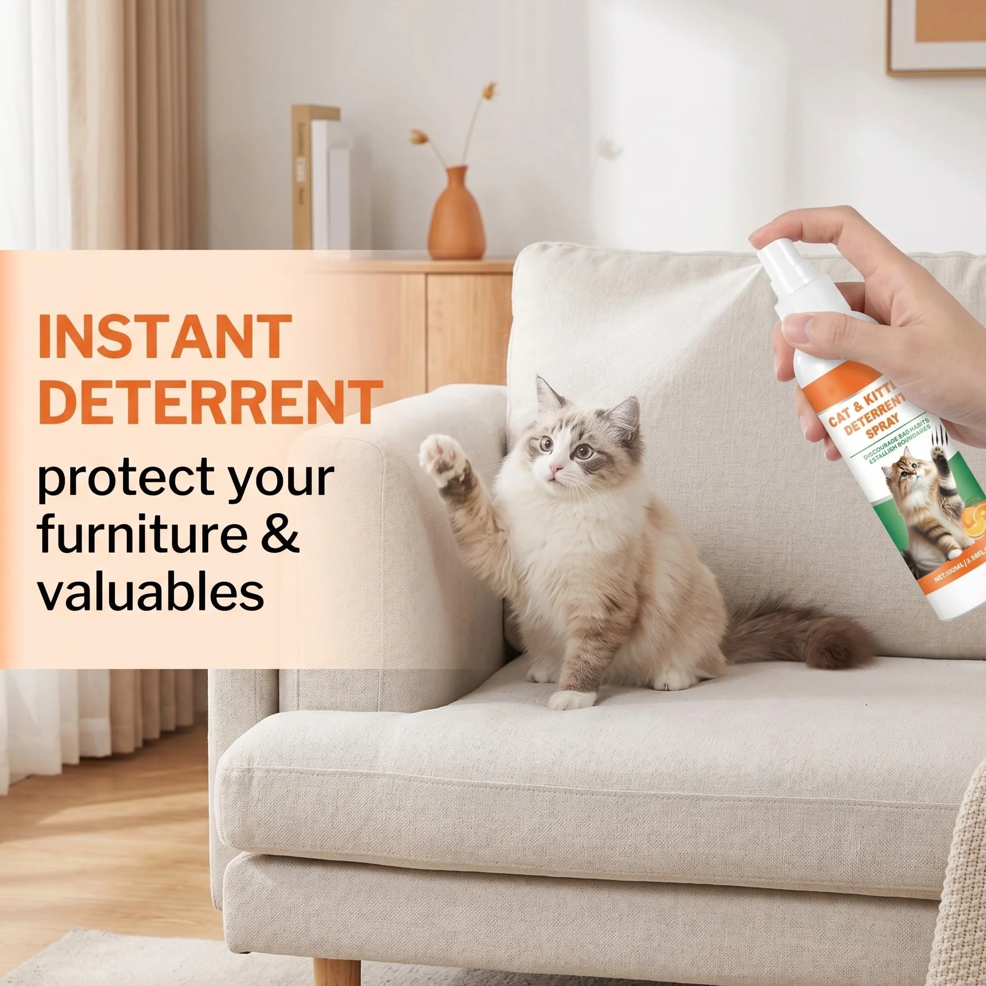 Spray Repellente per Gatti Naturale Anti Graffio Deterrente per interni ed esterni sicuro ed efficace protegge mobili divani tappeti e aree riservate