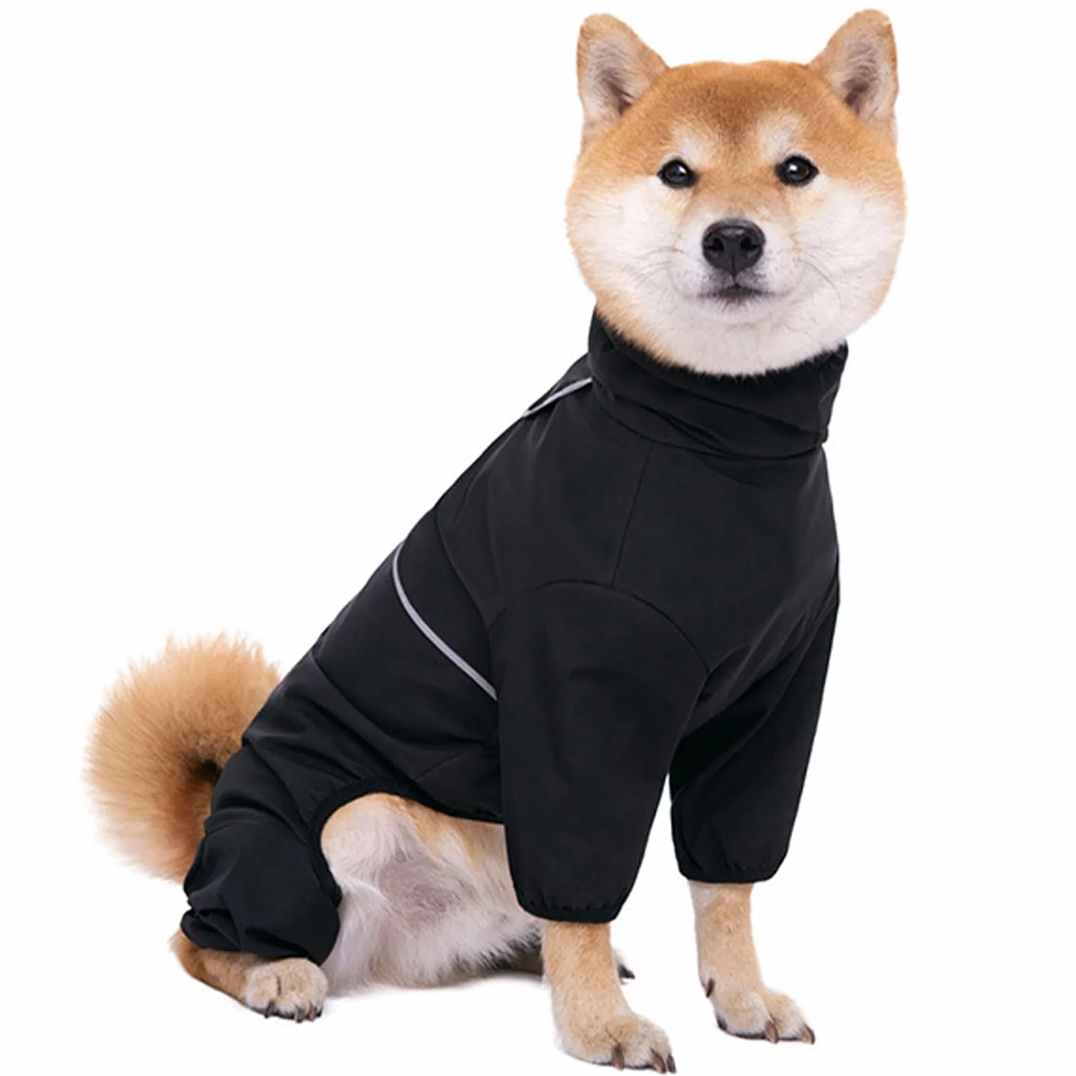 KoKoBin Impermeabile per cani riflettente per cani con cappuccio Impermeabile a quattro zampe Super leggera e traspirante Impermeabile Cane Giacca di taglia media e grande (Nero, 3XL)