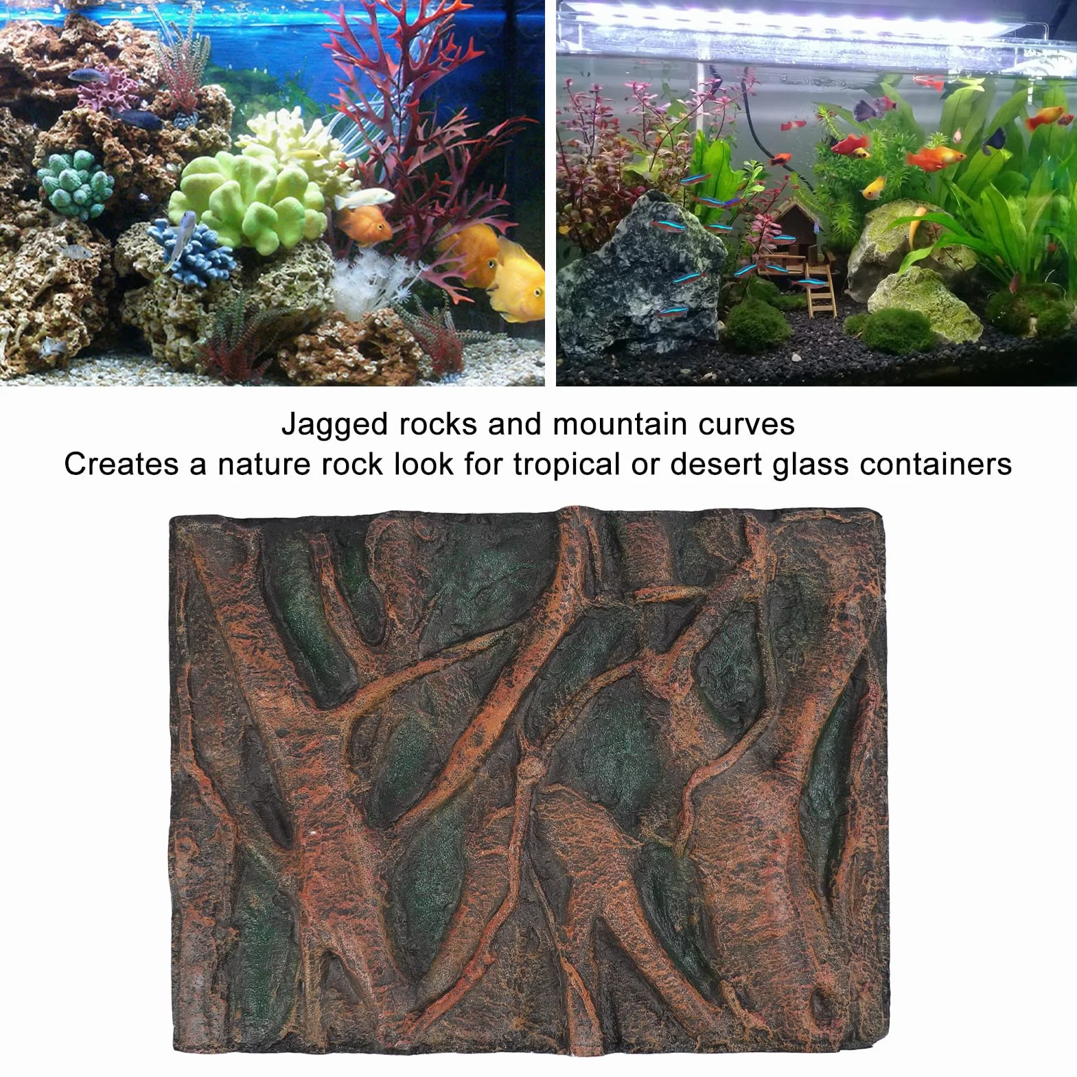 Sfondo per Acquario in Pietra, Sfondo per Acquario in Schiuma con Effetti 3D, Parete per Acquario, Sfondo per rettili per terrario (H)