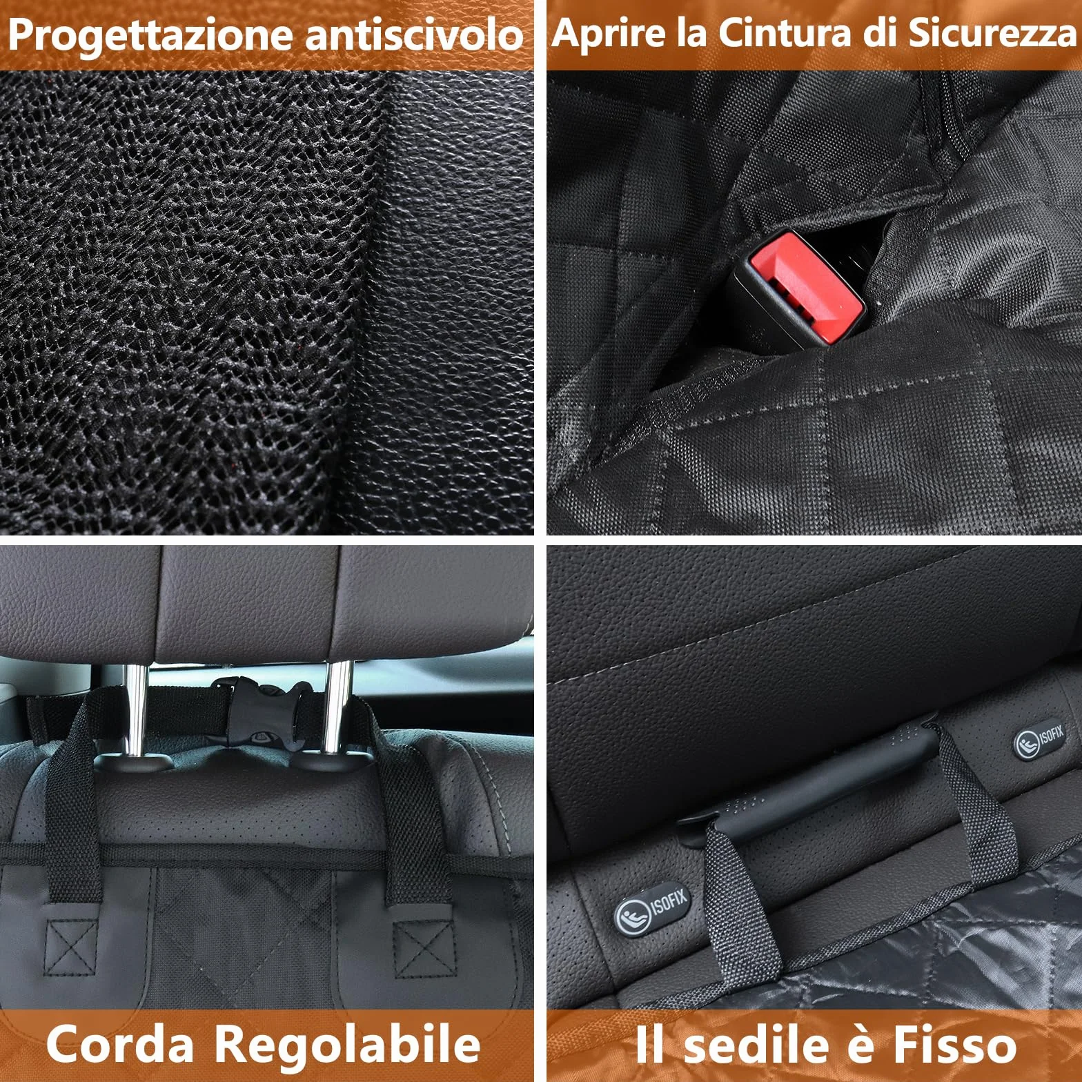 Alfheim Coprisedili Auto per Cani, Impermeabili e Antiscivolo Resistenti ai Graffi Protezione per Sedile Posteriore Lavabile, Universale per Auto Camion SUV (Nero)