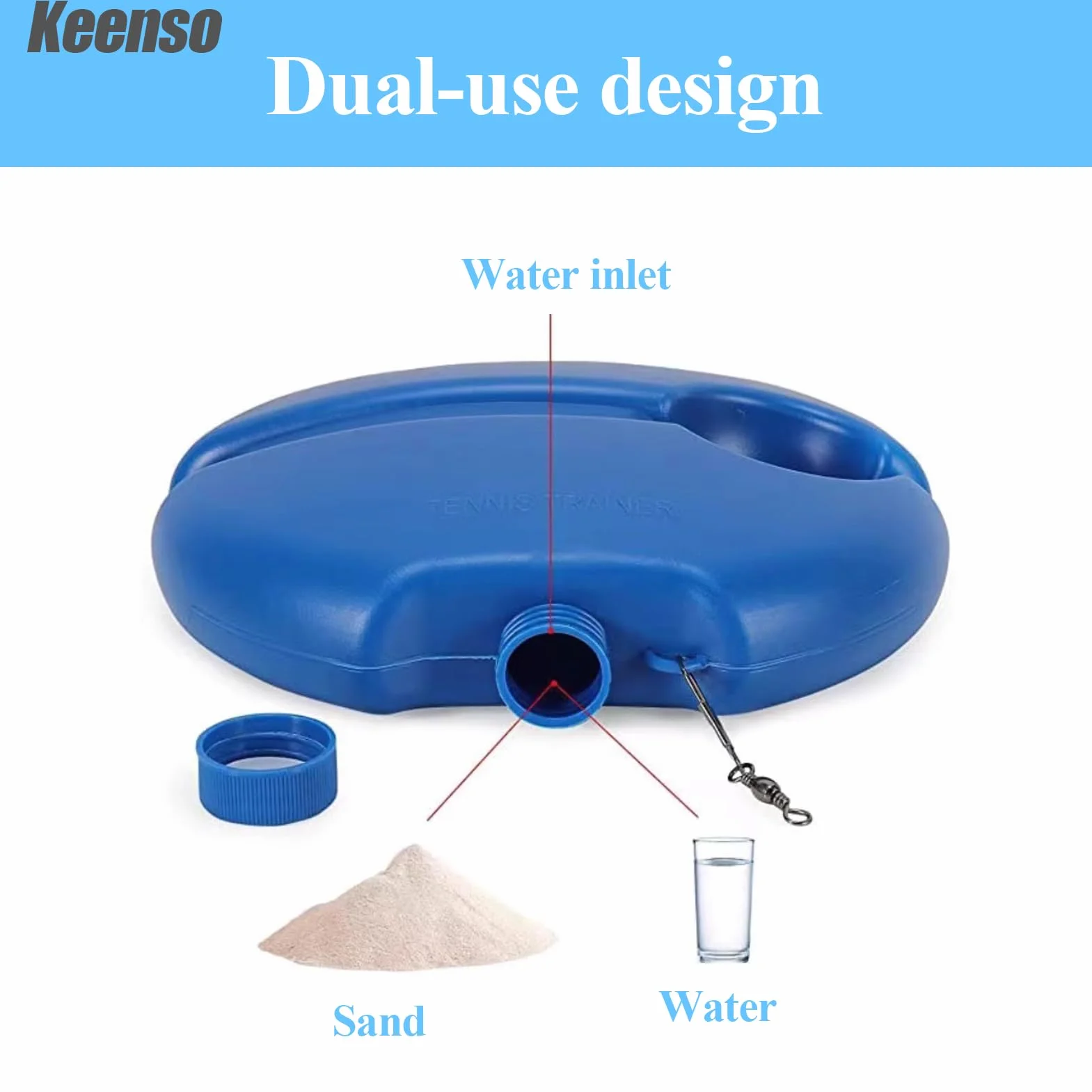 Keenso Allenatore palline tennis strumento allenamento rimbalzo base autodidatta