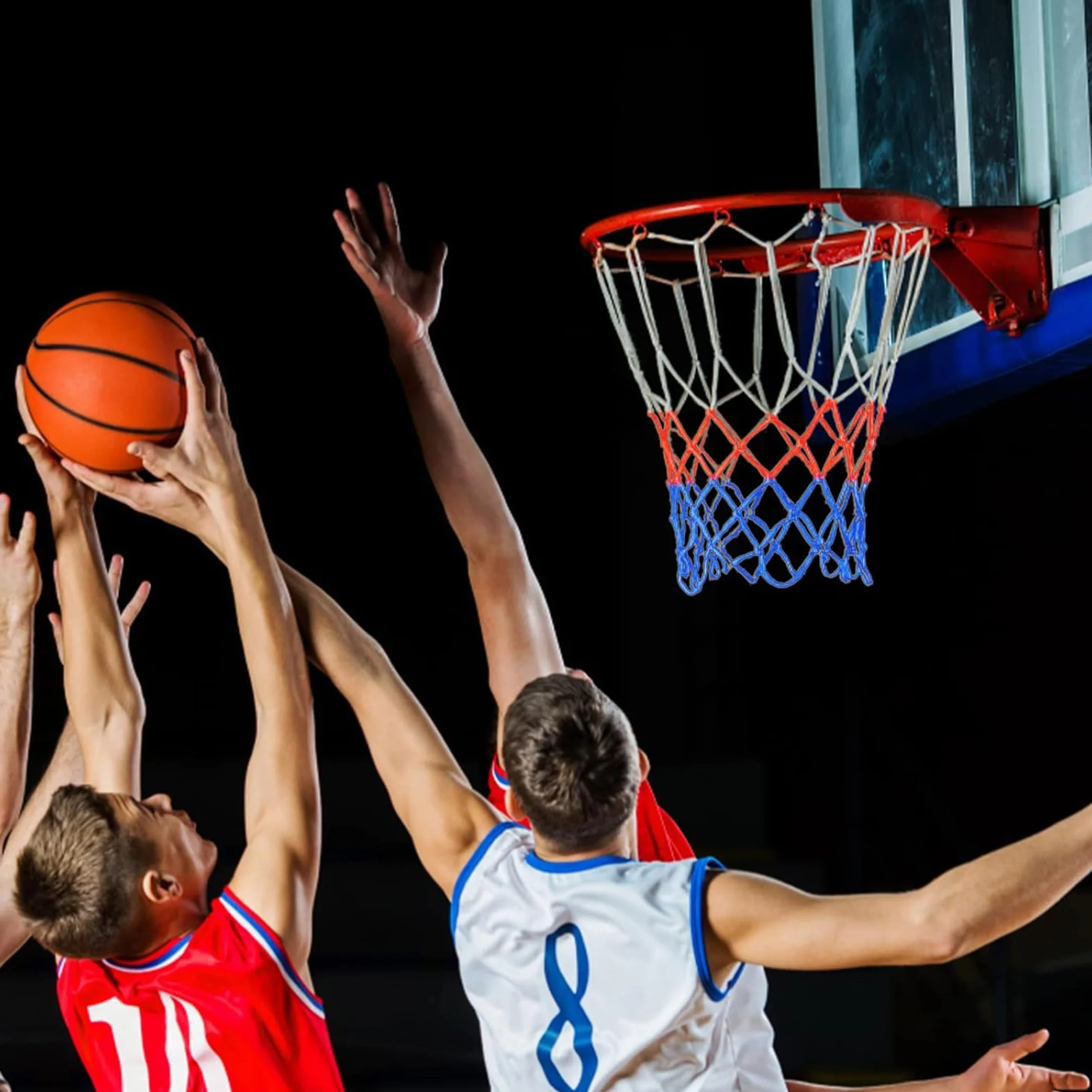 Rete da Basket Nylon Rinforzato Resistente alle Intemperie, Dimensioni Standard con 12 Anelli, 45cm per Esterno e Interno