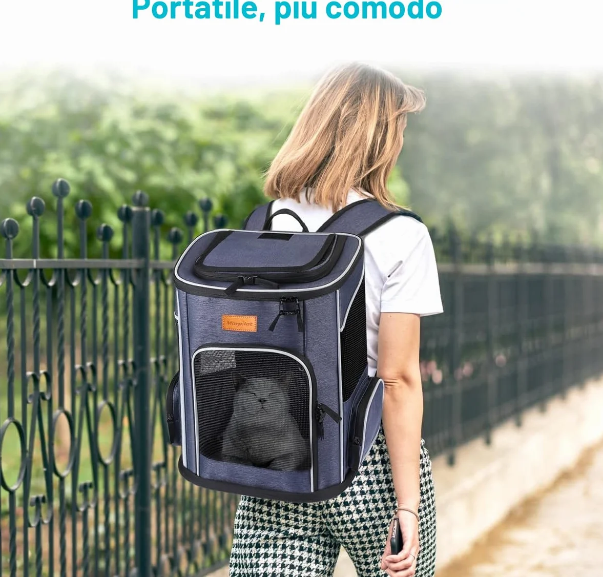 Morpilot Zaino per Cani e Gatti 7kg Trasportino Taglia Piccola Cinturino Sicurezza Interno Portatile Viaggio Campeggio