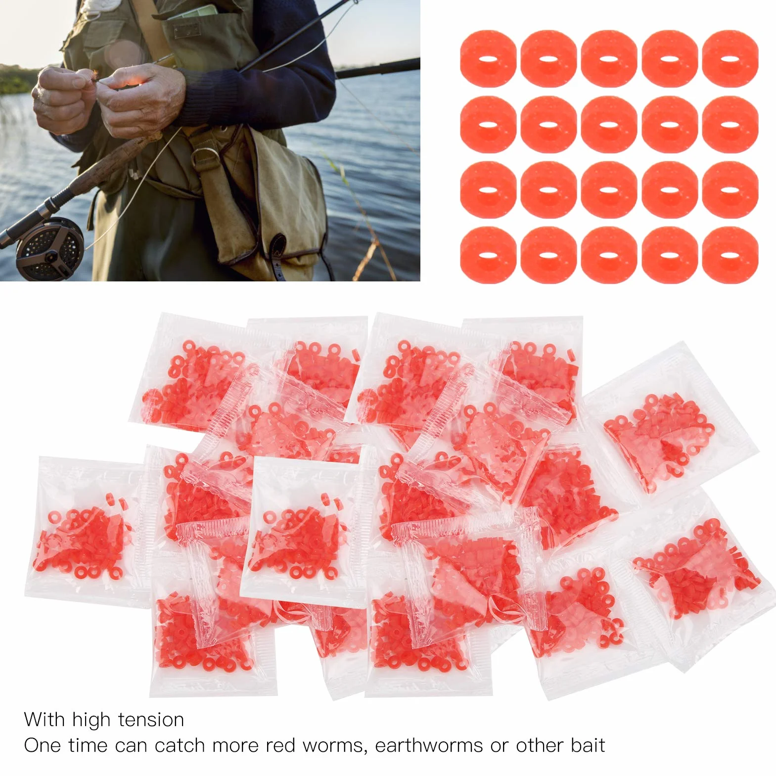 Fascette Elastiche Pesca 100 Borse 9000 Pezzi Rosso Forte Durevole