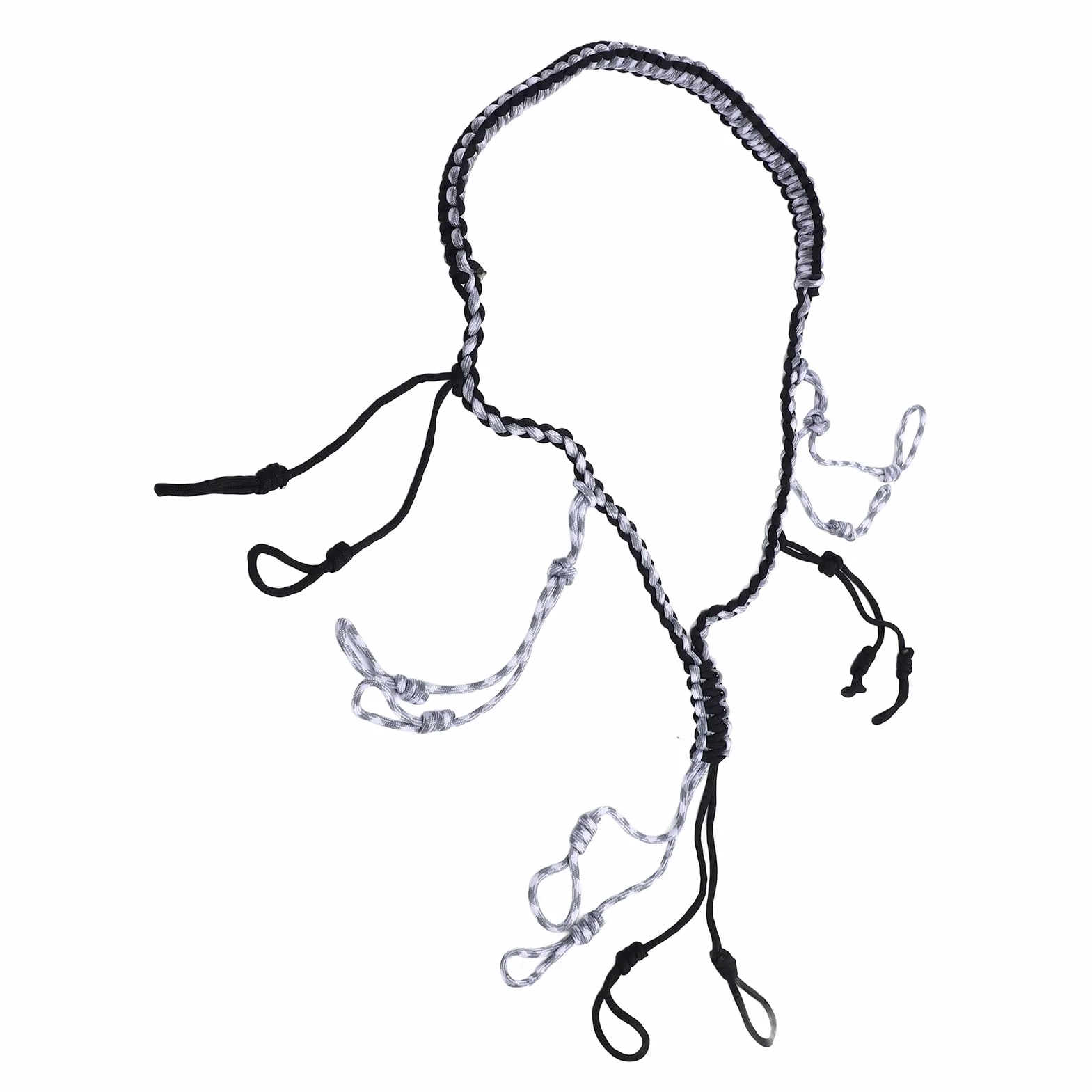 Cordino per richiamo per anatre, portatile, in paracord intrecciato di nylon con anelli per attività all'aperto. (Nera)