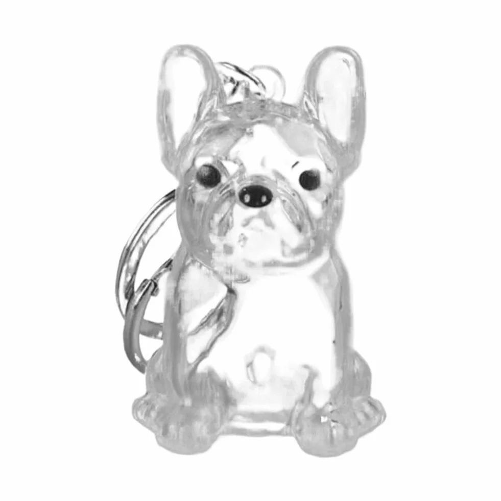 Portachiavi per riporre i peli di cane, ciondolo in plastica trasparente, collezione di ricordi per animali domestici per borse (bulldog francese sdraiato)