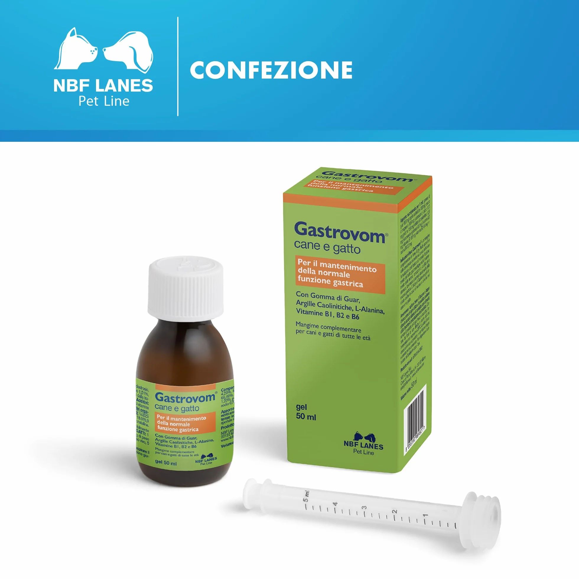 Gastrovom Cane e Gatto Gel Appetibile 50 ml per Mantenimento Funzionalità Gastrica