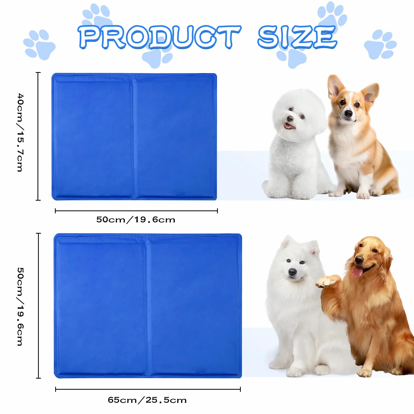 Tappetino Refrigerante 50x40cm in Gel Non Tossico per Cani e Gatti Blu