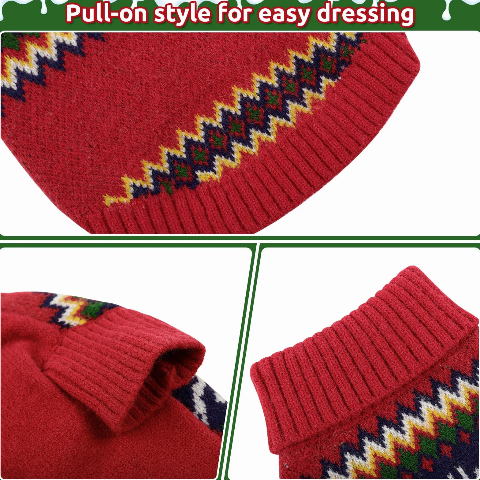 KONVINIT Maglione Cane Taglia Media a Tema Natalizio, Maglioncino con Design Renna+CUORE, Pullover Alto Collo per Freddo