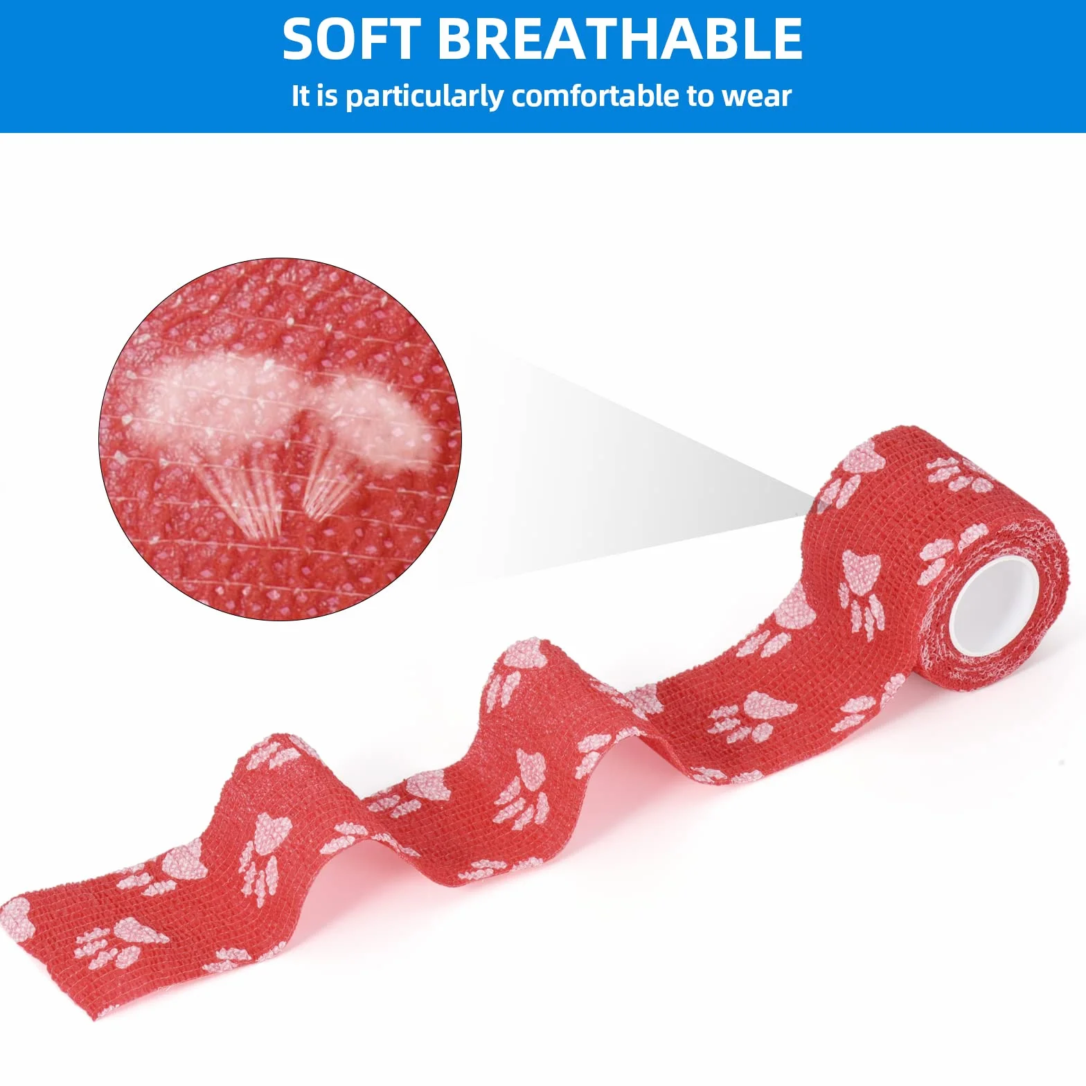 Pet Vet Wrap Bendaggio Coesivo Elastico Autoadesivo 5cm x 4.5m 9 Rotoli