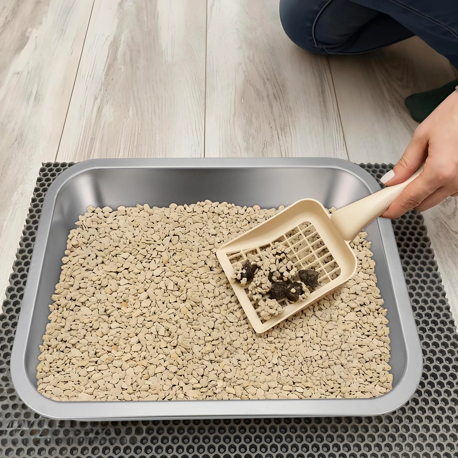 Generico Lettiera Aperta per Gattini in Acciaio Inox 304 senza Fori, Contenitore in Metallo Resistente 36x27x7 Cm, Toilette per Animali Domestici Ampio Spazio per Casa e Viaggio