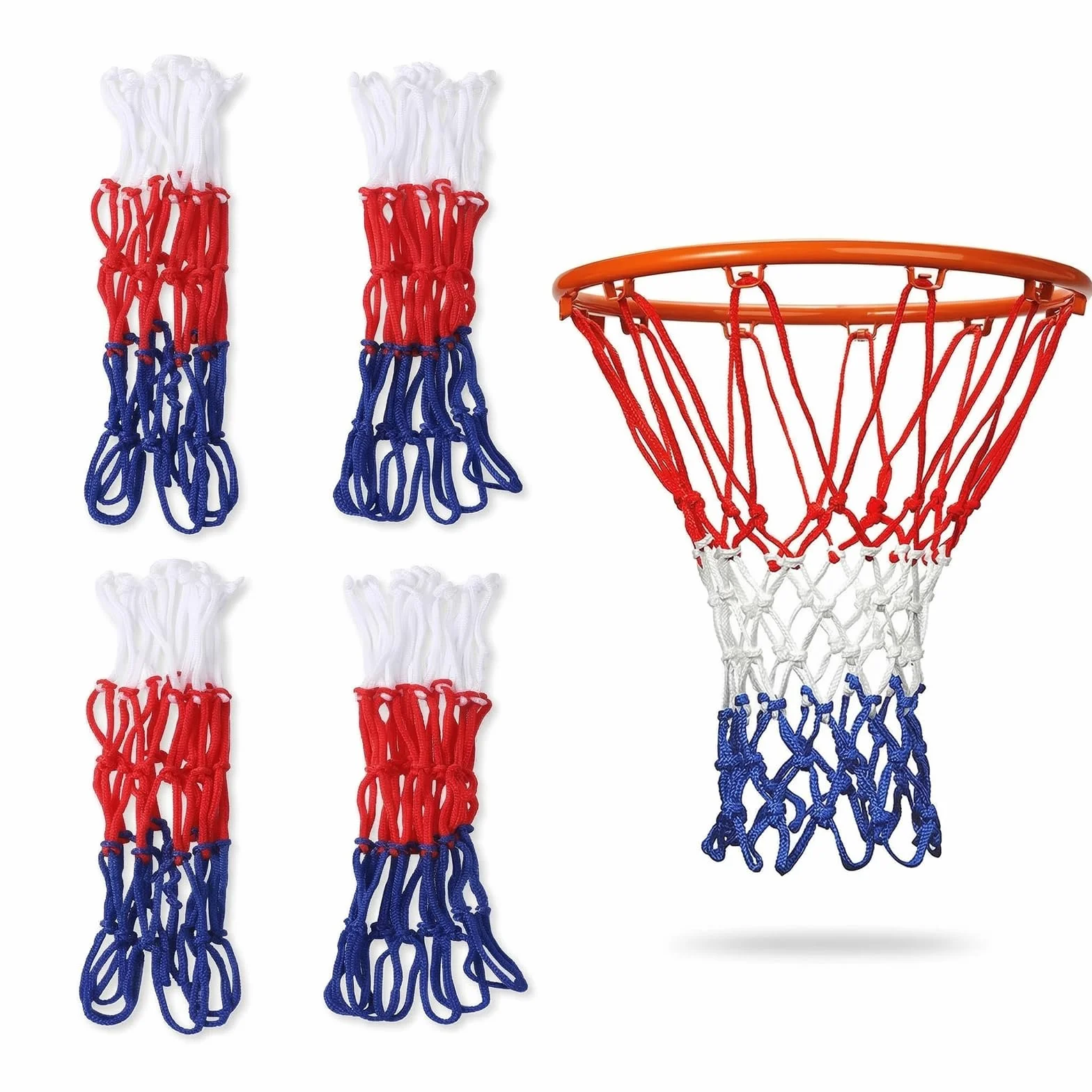 Basketball Net Replacement 4 Pack for 8-10 Inch Baskets 8 Loops Indoor Outdoor