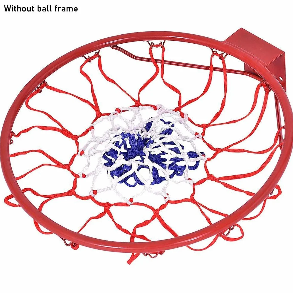 Rete di ricambio per canestro da basket in nylon intrecciato rosso/bianco/blu tricolore, 12 passanti