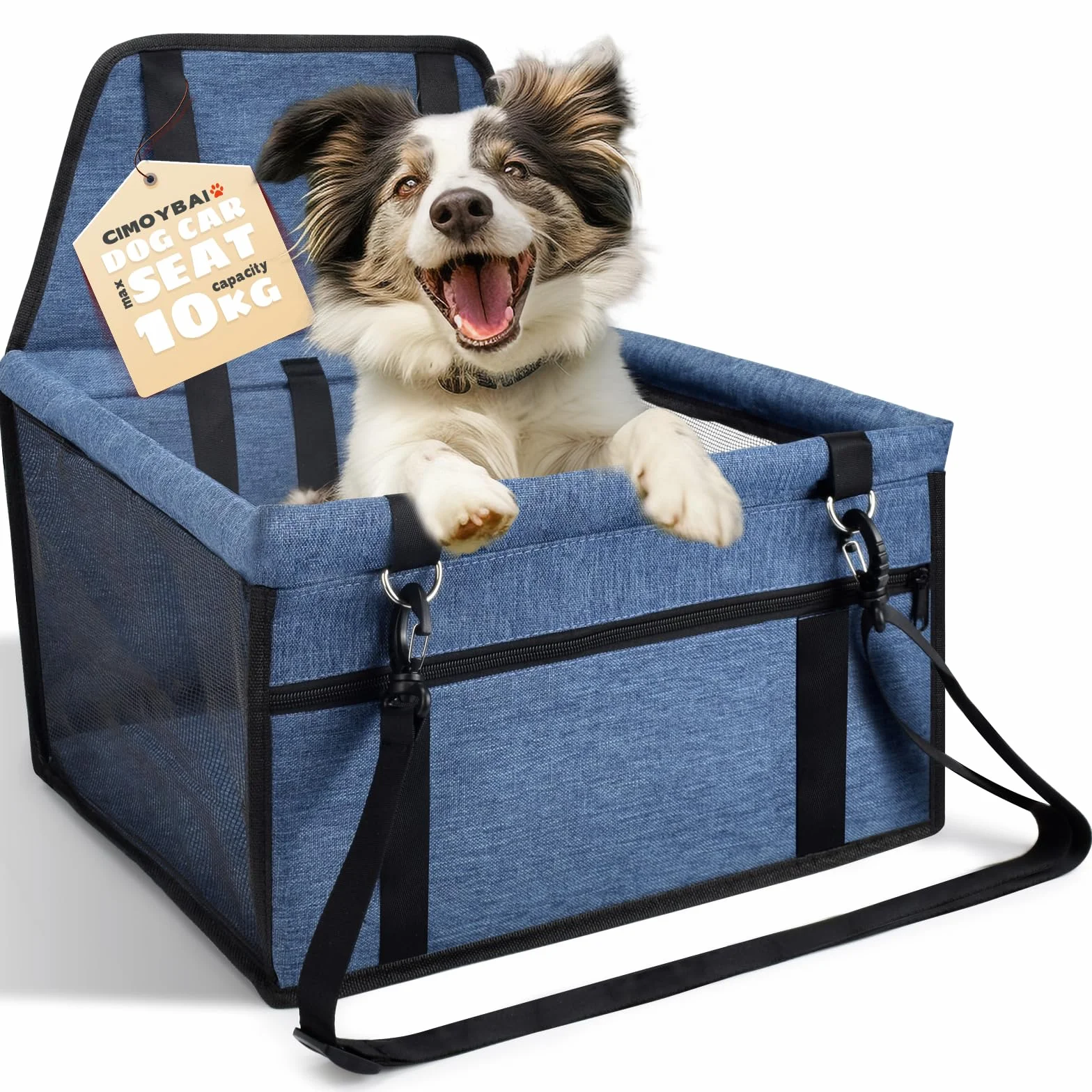 CIMOYBAI Seggiolino auto extra stabile per cani di piccola e media taglia, pieghevole, colore: blu navy