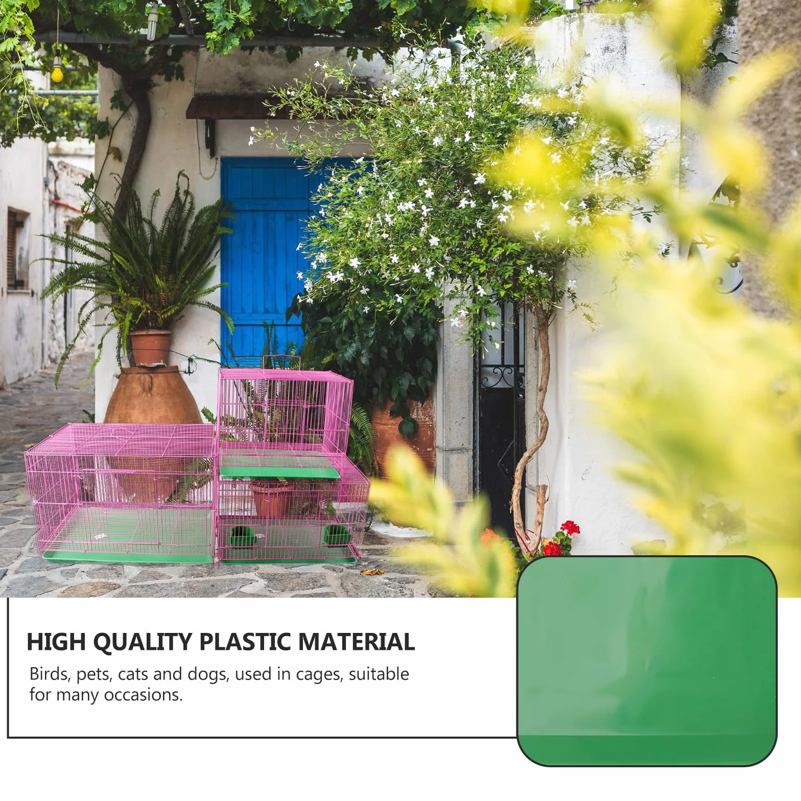 Fondo Resistente agli Odori alla Ruggine in Plastico Verde per Gabbia Coniglio Vassoio Igienico per Toilette Animali Domestici