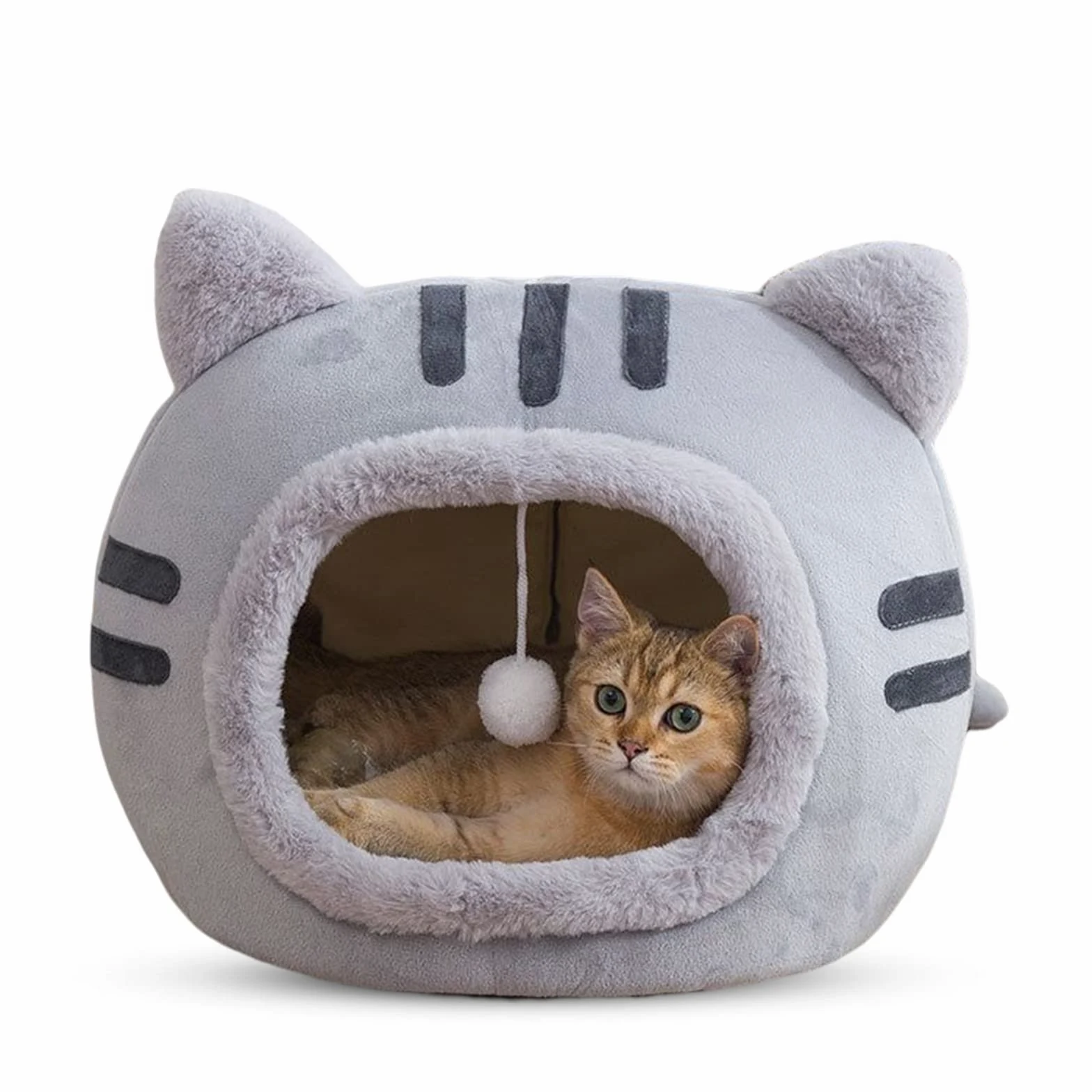 PETCUTE Cuccia per Gatti e Cani con Cuscino Rimovibile Lavabile, Fondo Antiscivolo, Morbida Nicchia per Conigli/Cuccioli