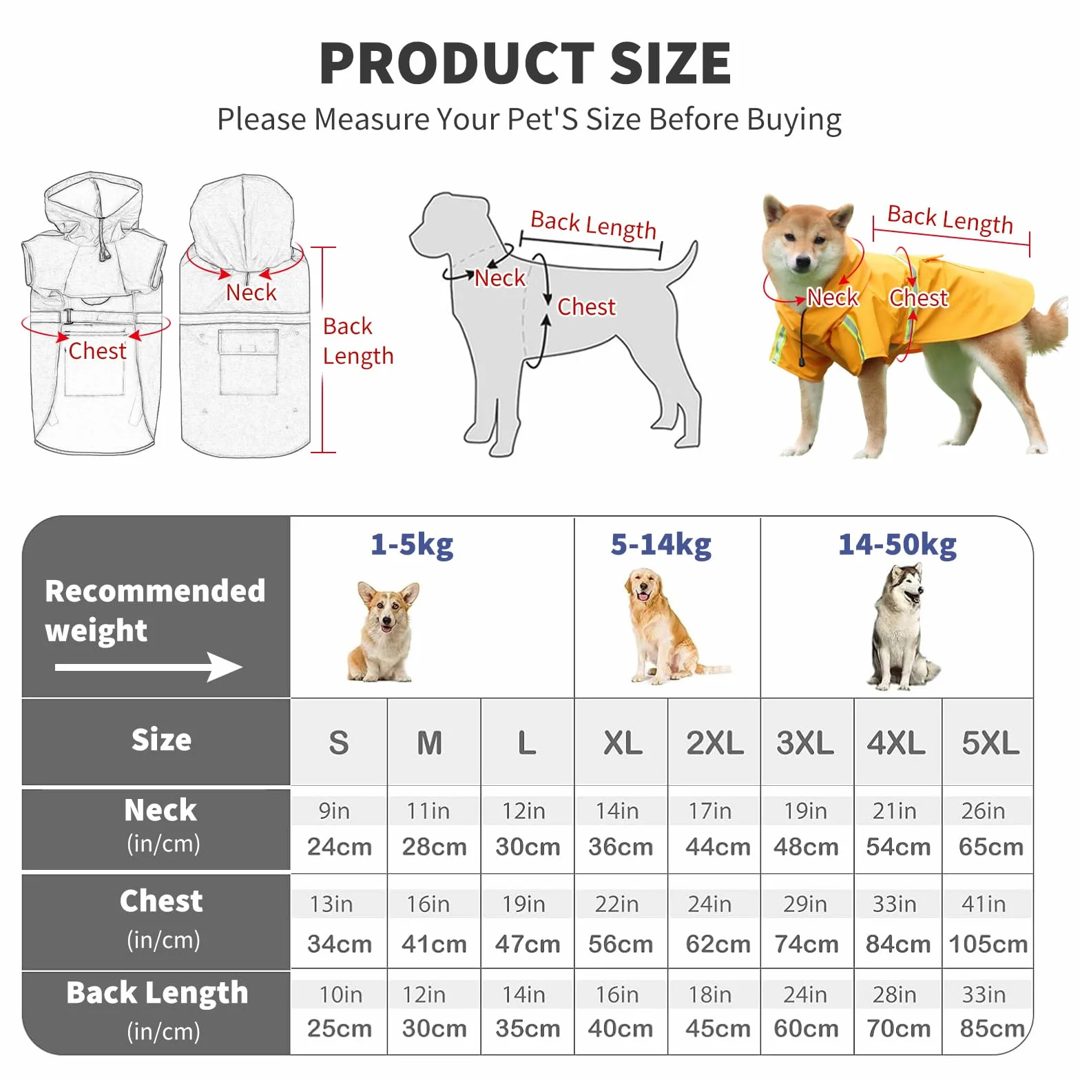 PETCUTE Impermeabile per Cani,Antipioggia Regolabile per Cani con Cappuccio e Foro per Colletto,Strisce Riflettenti Protettive,Ultraleggero 100% Cappotto Impermeabile per Animali Domestici