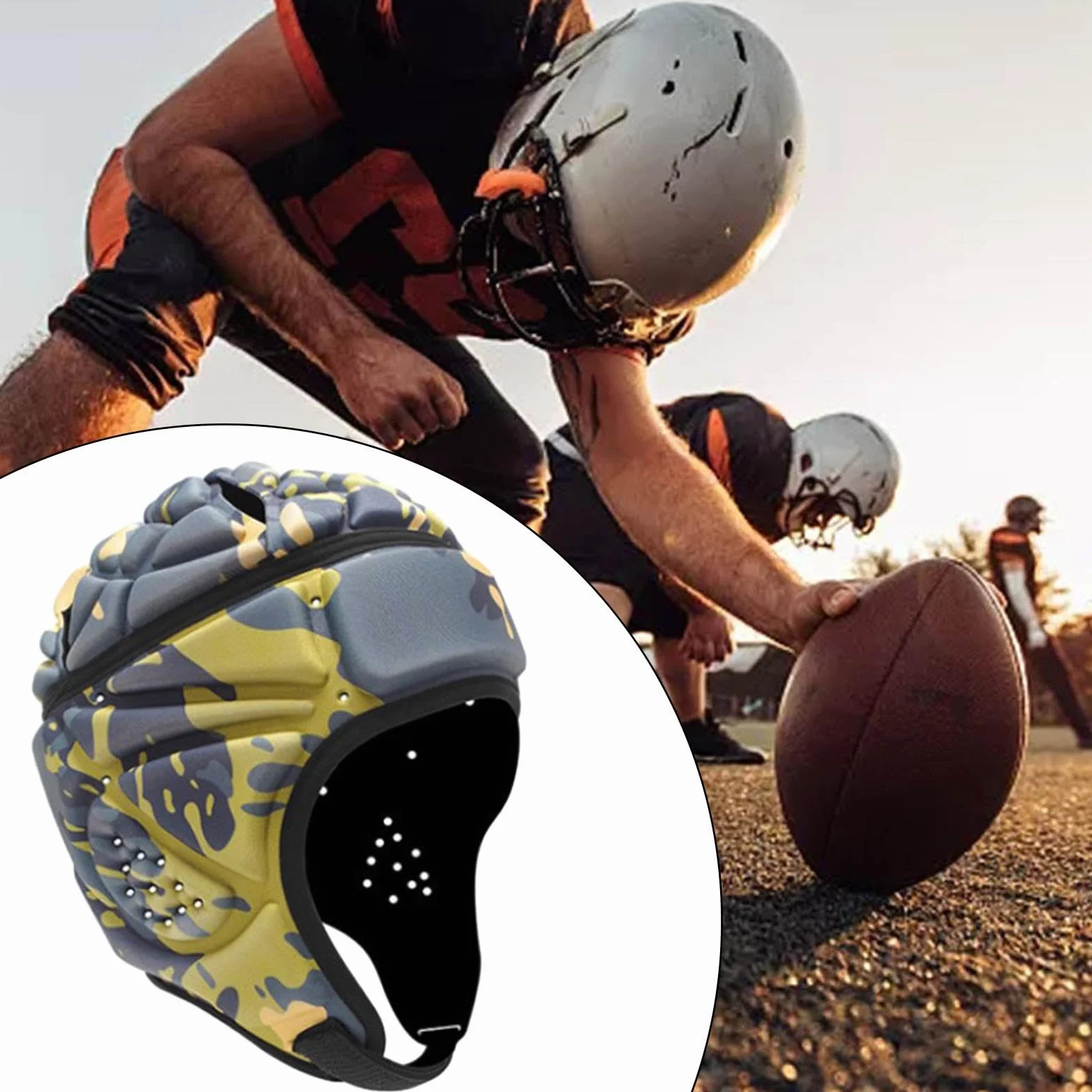 Casco da Rugby Football con Bandiera Fori di Ventilazione Versatili Copricapo