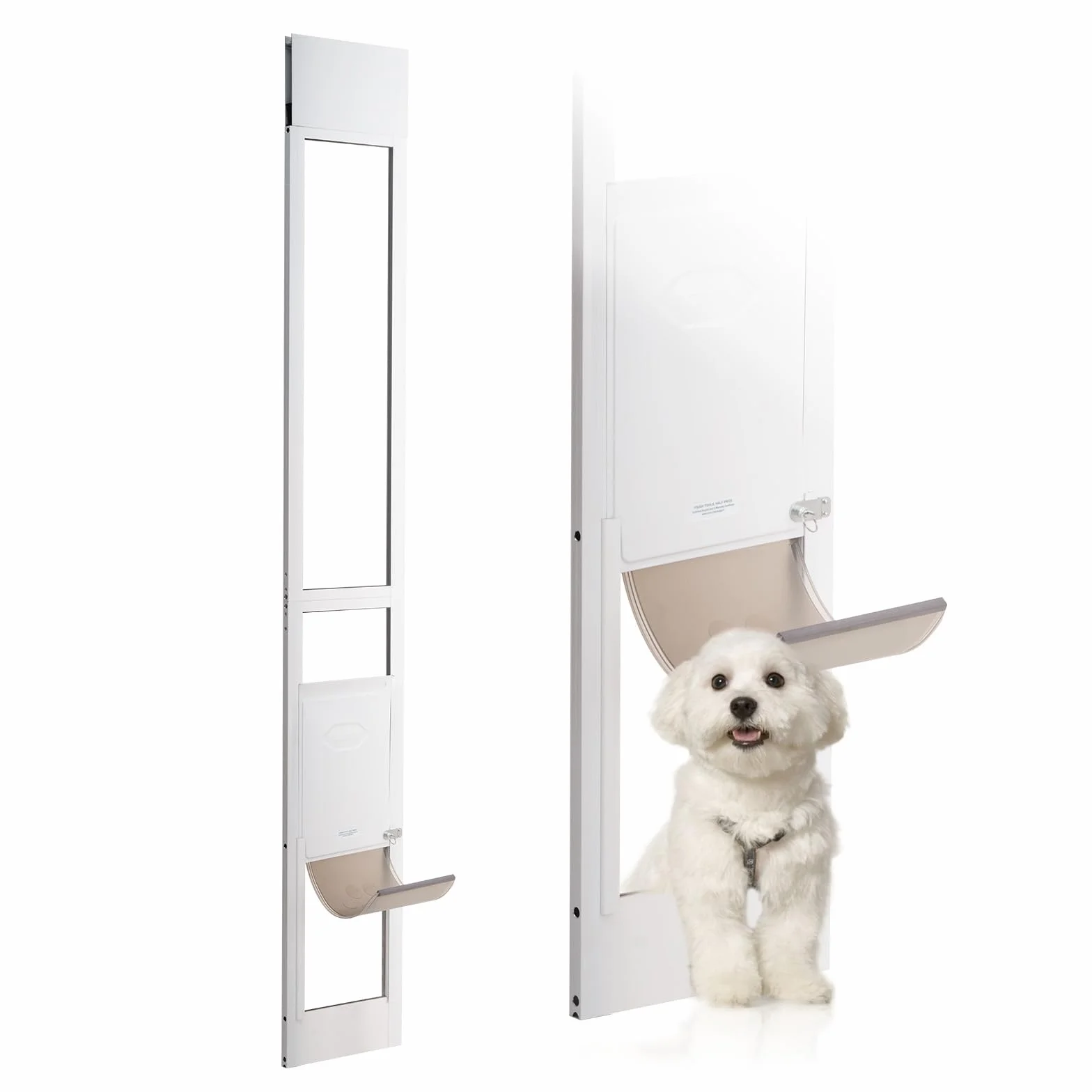 VEVOR Porta per Cani Scorrevoli in Vetro Altezza Regolabile 1927-2049mm, Vetro Temperato con Telaio in Alluminio