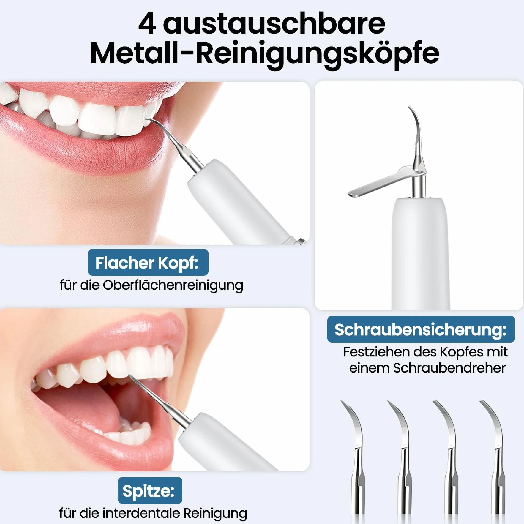 Kit Pulizia Denti Tartaro, Kit Pulizia Denti Animali Domestici, 5 modalità di Spazzolino Denti Cane, Pulizia Denti tartaro con 4 Teste Intercambiabili Per Spazzolare il Tartaro da Persone e Animali