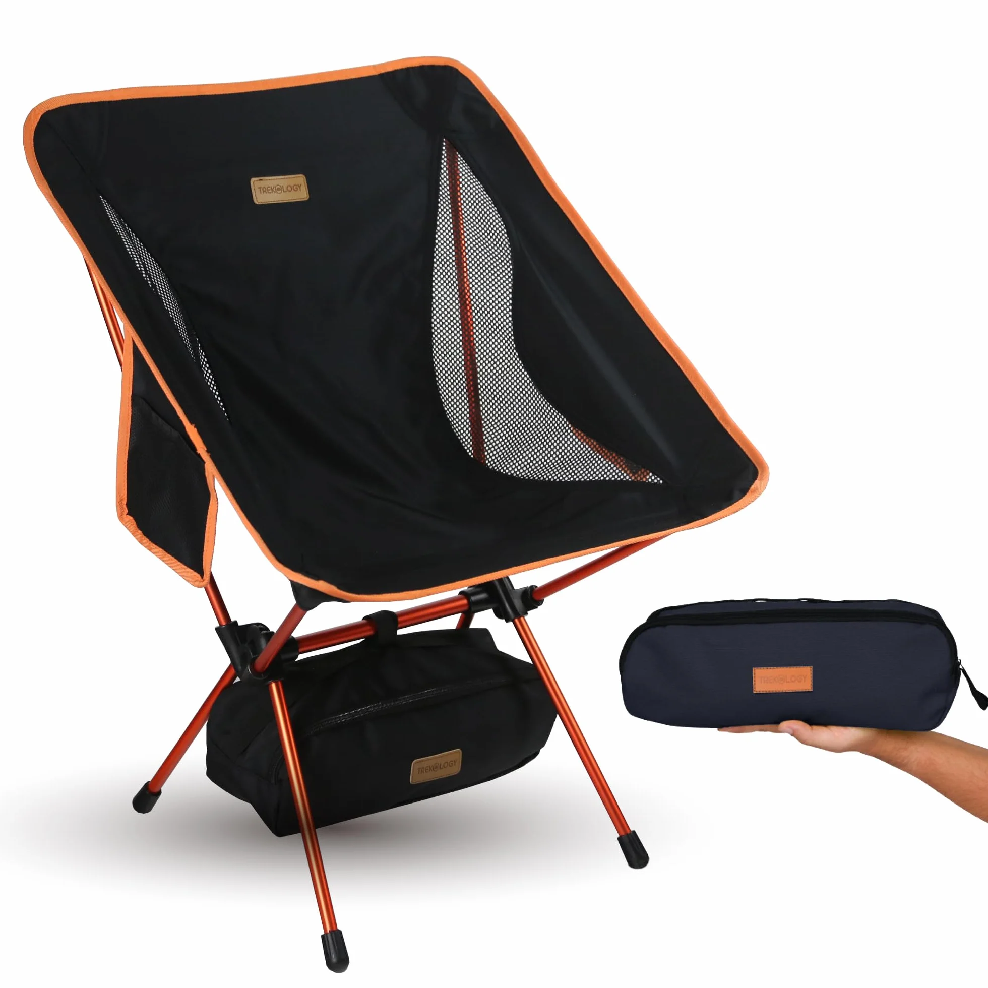 TREKOLOGY Sedia Pieghevole Portatile Ultraleggera (Meno di 1 kg) con Poggiapiedi Estraibile – Sedia da Campeggio Compatta 135kg per Trekking, Pesca, Spiaggia
