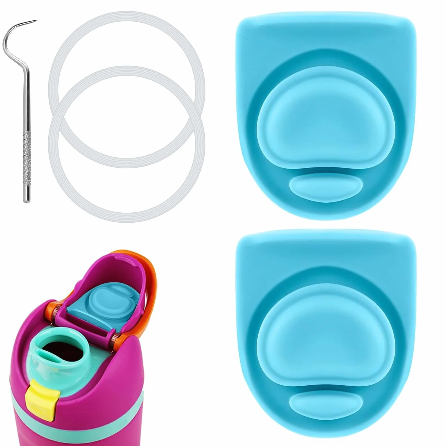PEUTIER 5pz di Ricambio, Guarnizione per Bottiglia d'Acqua Guarnizione di Tenuta Senza BPA Tappo in Silicone Guarnizione del Coperchio Circolare Compatibile con Owala FreeSip 19/24/32/40 oz