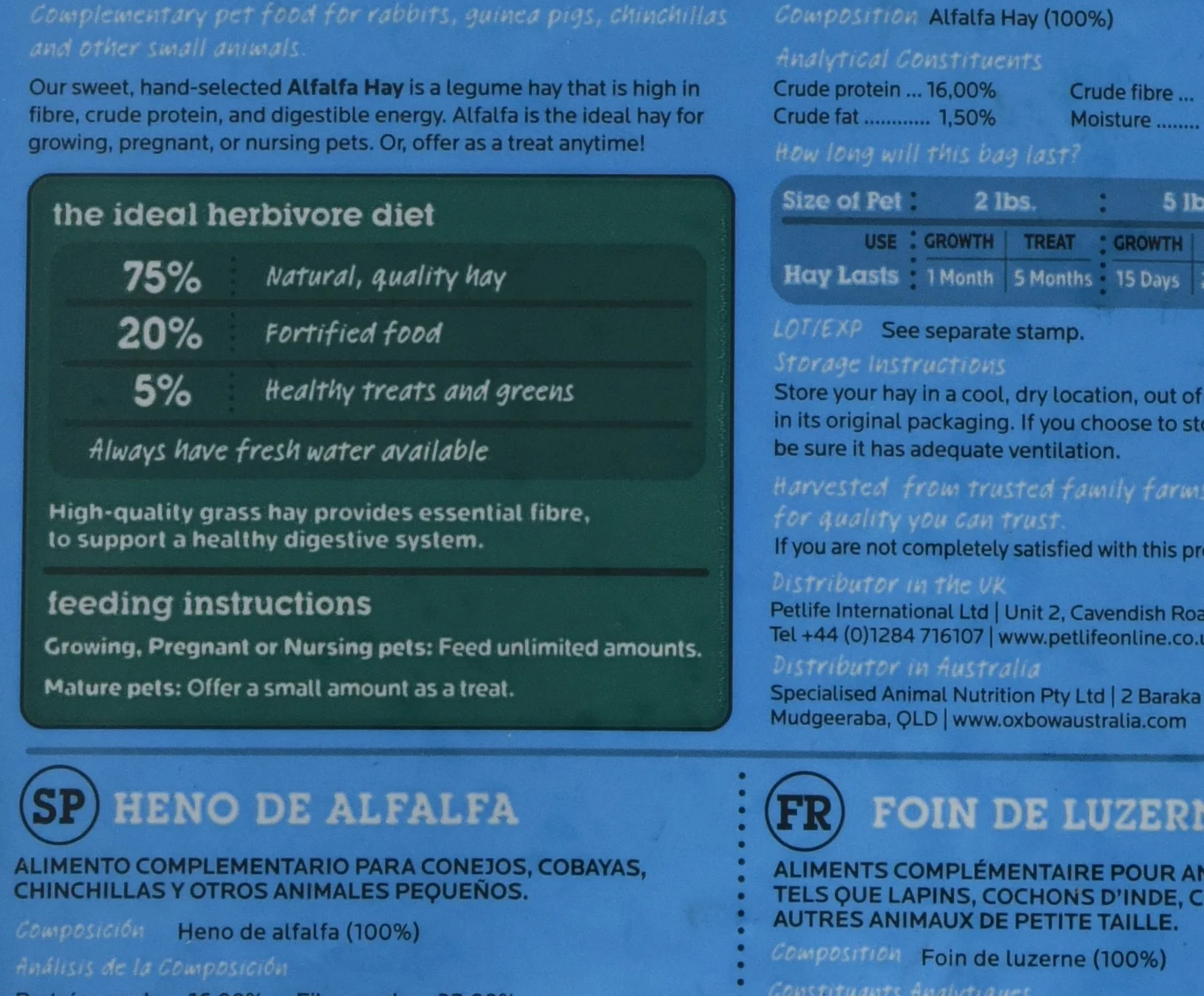 Oxbow, Fieno Alfalfa, 425 g
