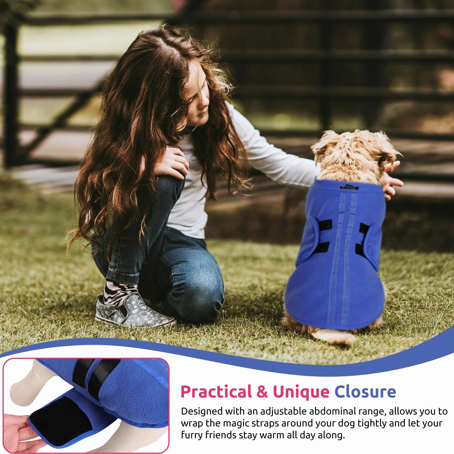 Pile Dog & Cat Coat Harness Vest – Caldo Blu (S)