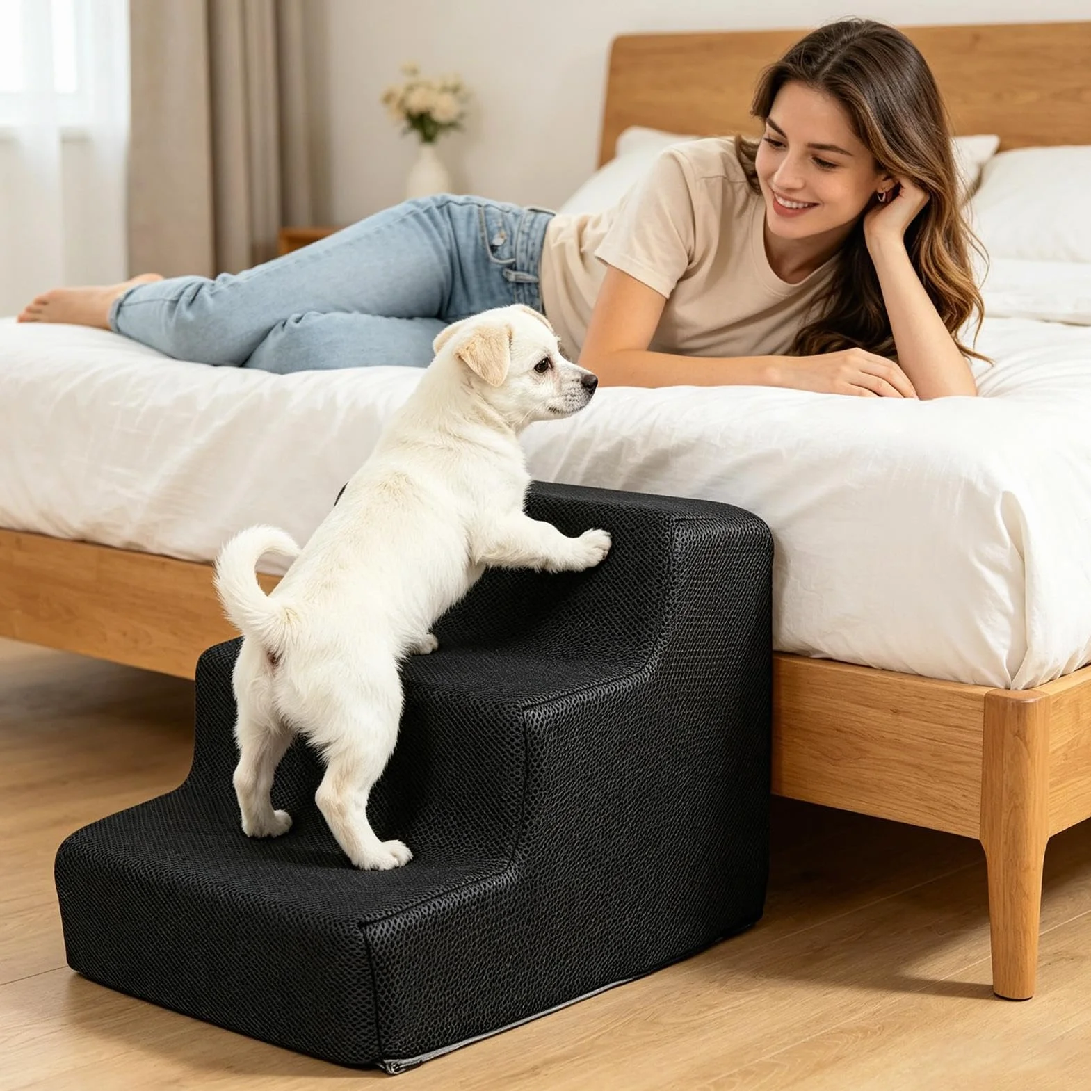 Scaletta Lavabile per Cani Cuccioli Gatti Auto Gradini per Animali Domestici