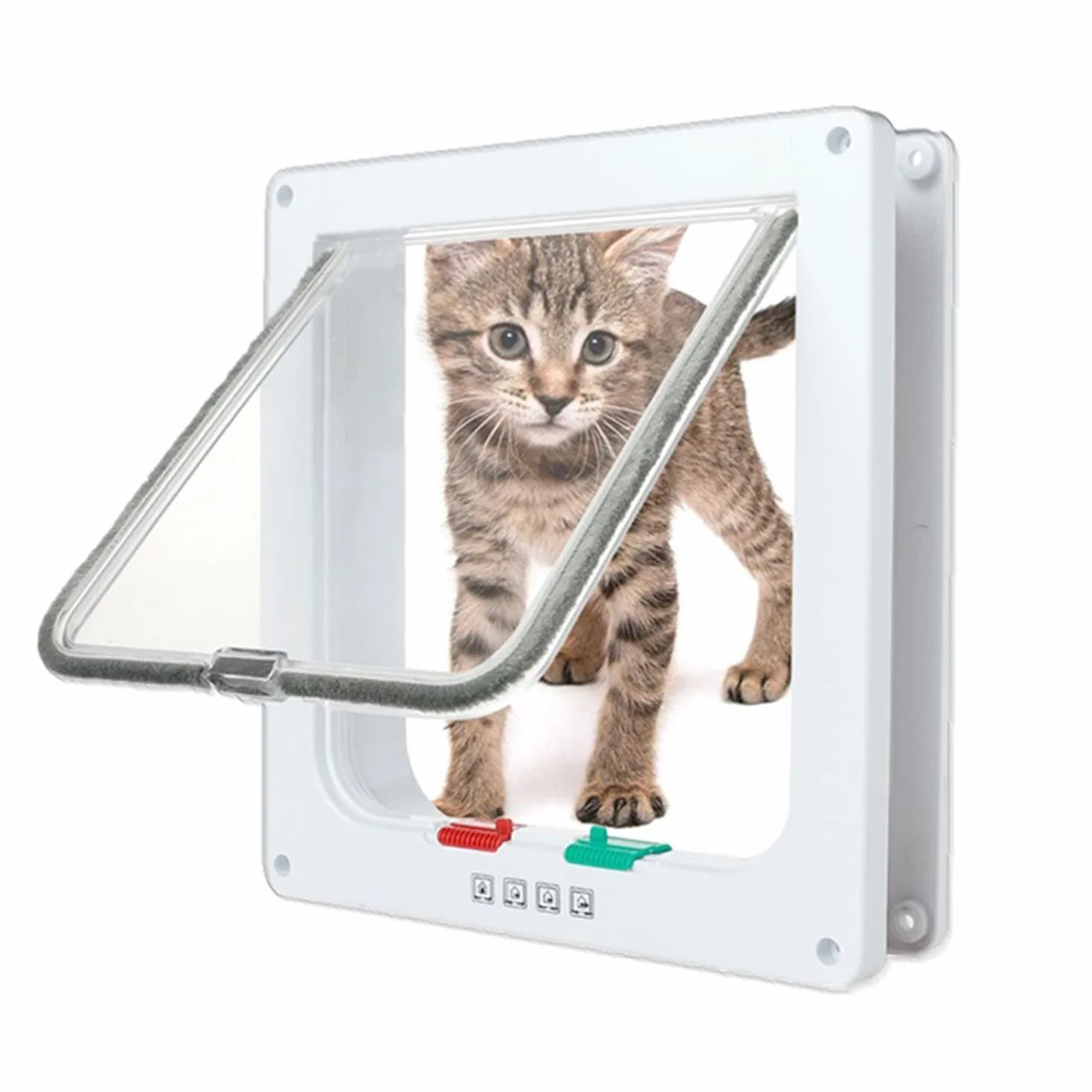 NEWFUN Gattaiola Porta Basculante per Gatti e Cani, 4 Impostazioni Bloccaggio, 20x19x5.3cm