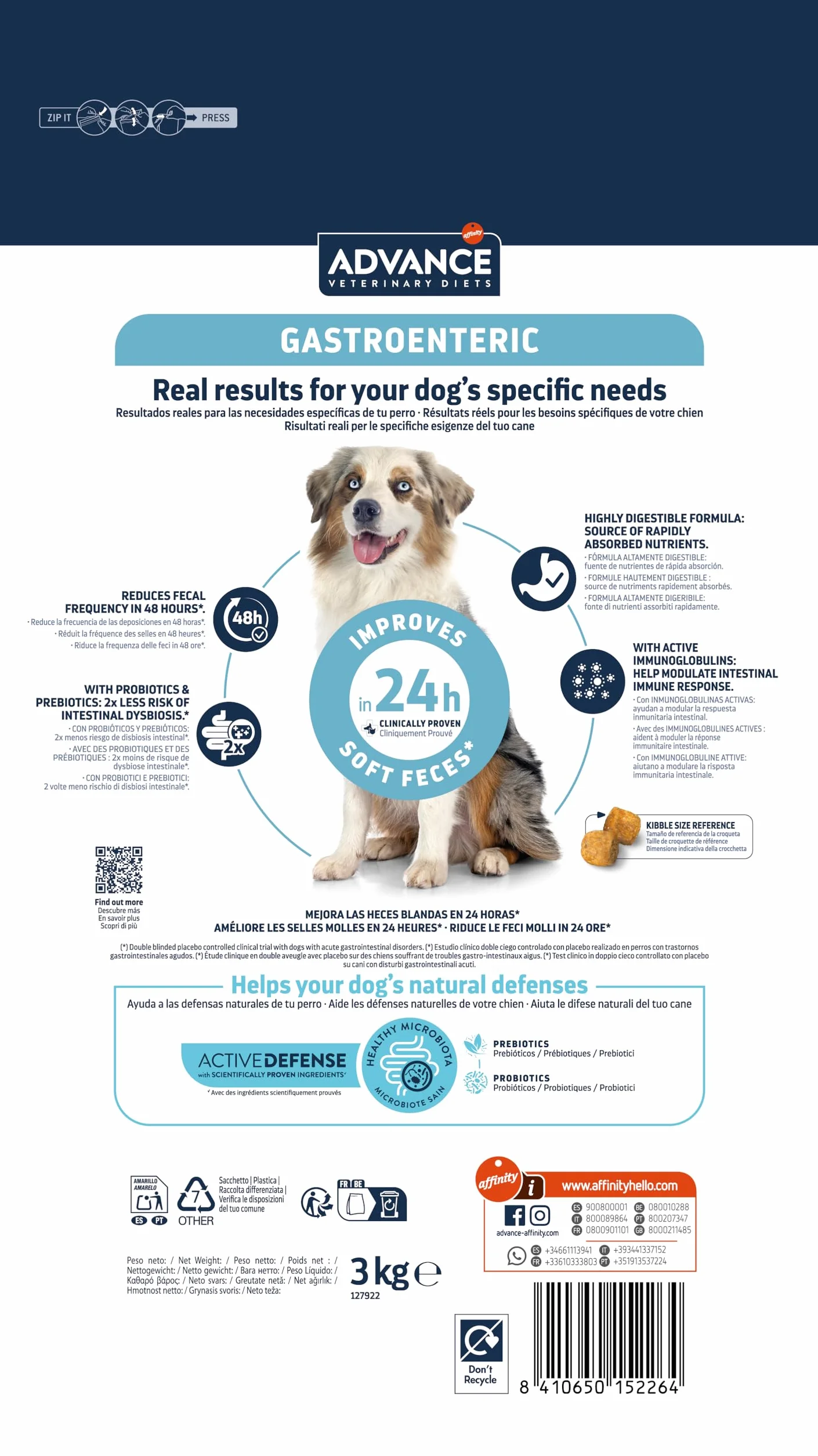 Advance Diete veterinarie gastroenteriche Cibo secco per cani 3 kg