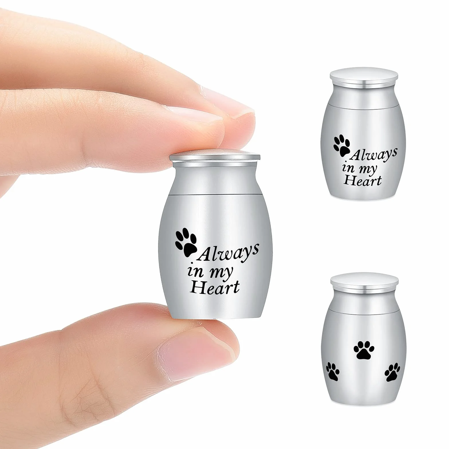 Urna piccola per cremazione – Keepsake per cenere umana o animale domestico – Mini supporto per urna Memorial (2 pezzi, argento, animale)