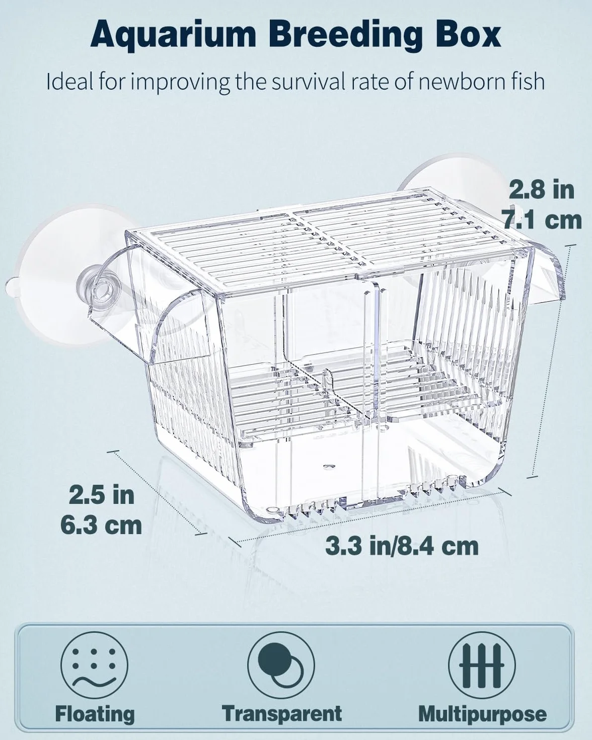 Pawfly Scatola di allevamento di pesci per acquario incubatrice per bambini con 6 ventose acrilica Gamberetti Betta piccola
