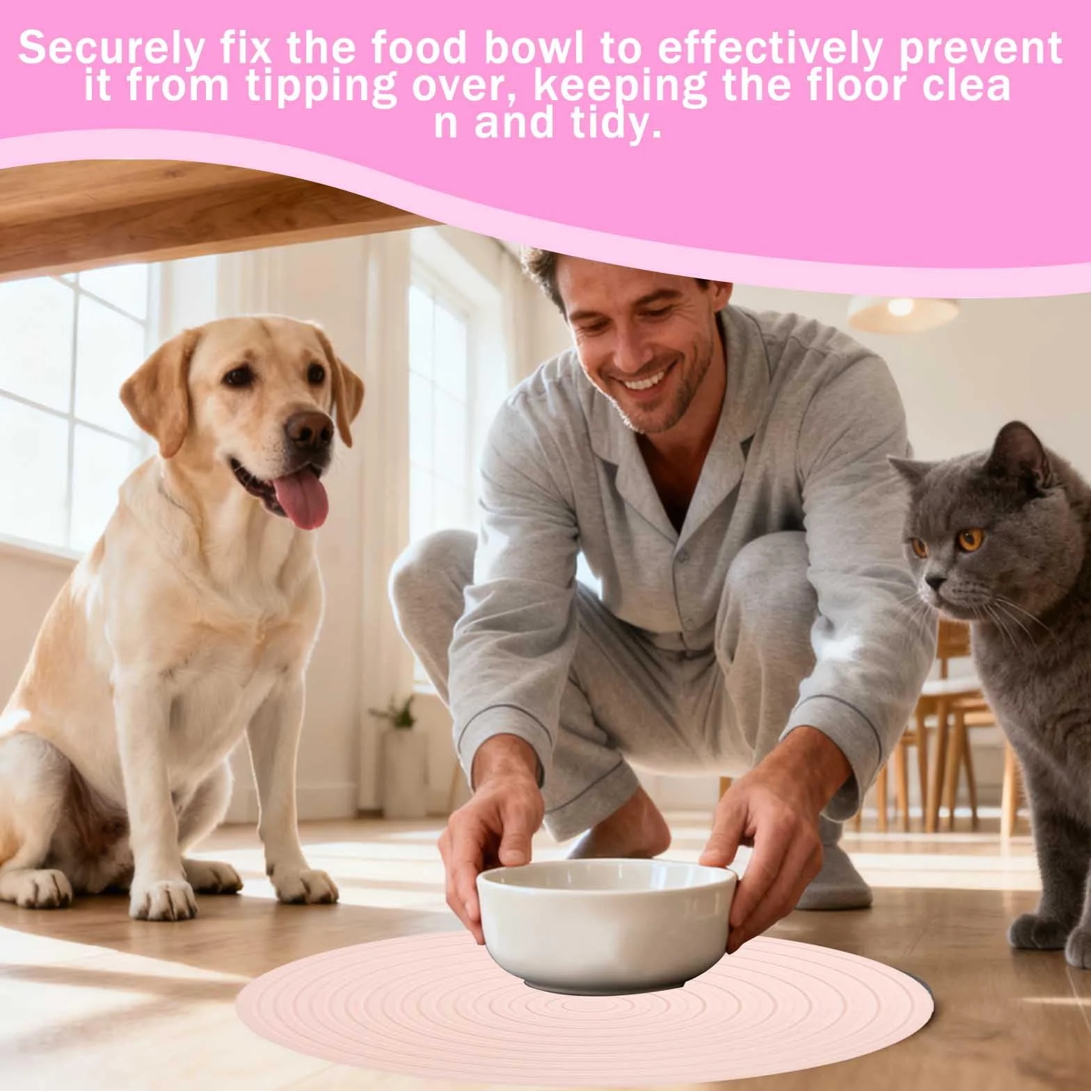 Tappetino silicone ciotola gatto 3 pezzi 2x16cm 1x18cm tappetino antiscivolo impermeabile per ciotole animali domestici facile da pulire uso interno esterno cucina campeggio