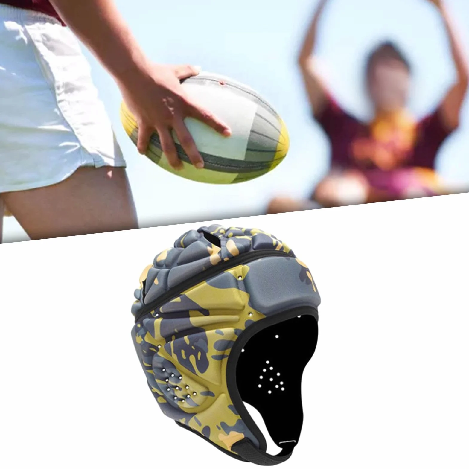 Casco da Rugby Football con Bandiera Fori di Ventilazione Versatili Copricapo