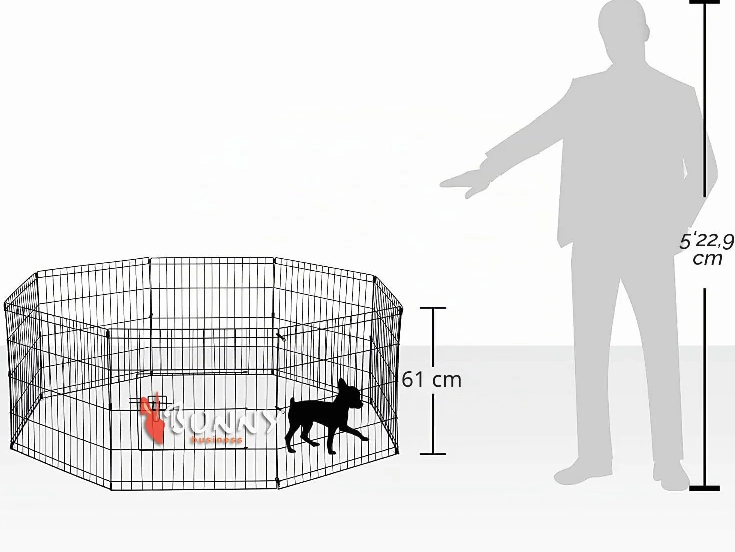 Box a 8 pannelli per cani, cuccioli, gatti e conigli, pieghevole, ideale per interni ed esterni, box per cuccioli (piccolo, 8 pannelli, porta Lge, nero)