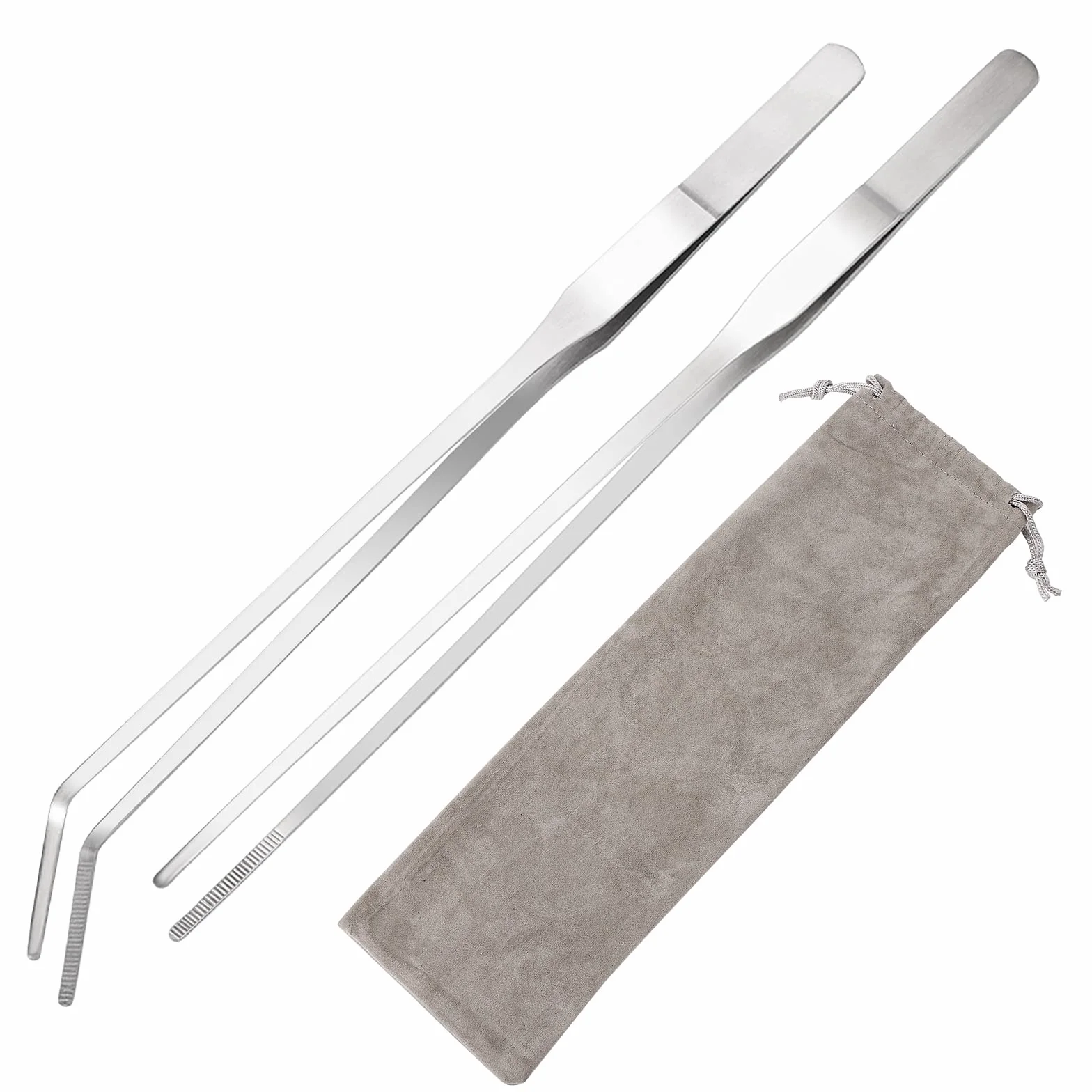 Set di pinzette per acquari in acciaio inossidabile 27cm cobee - 2 pinzette dritte e curve per acquario terrario aquascape