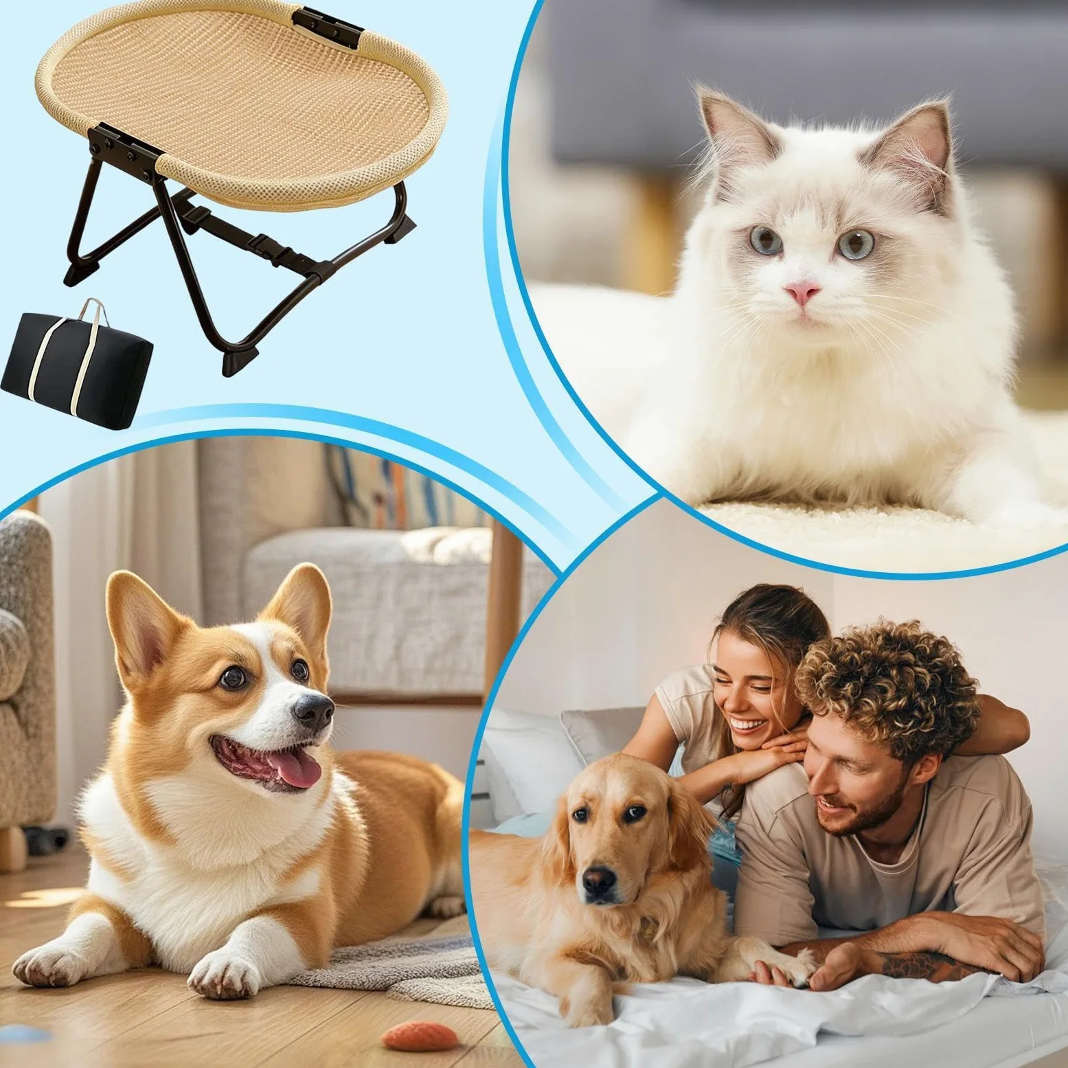 Generico per Cani Rialzato Tappetino Pieghevole Traspirante | Rialzato Pieghevole Per Animali Da Esterno Cuccioli Di Taglia Piccola E Media Interno Esterno Casa Viaggio Gabbia Canile