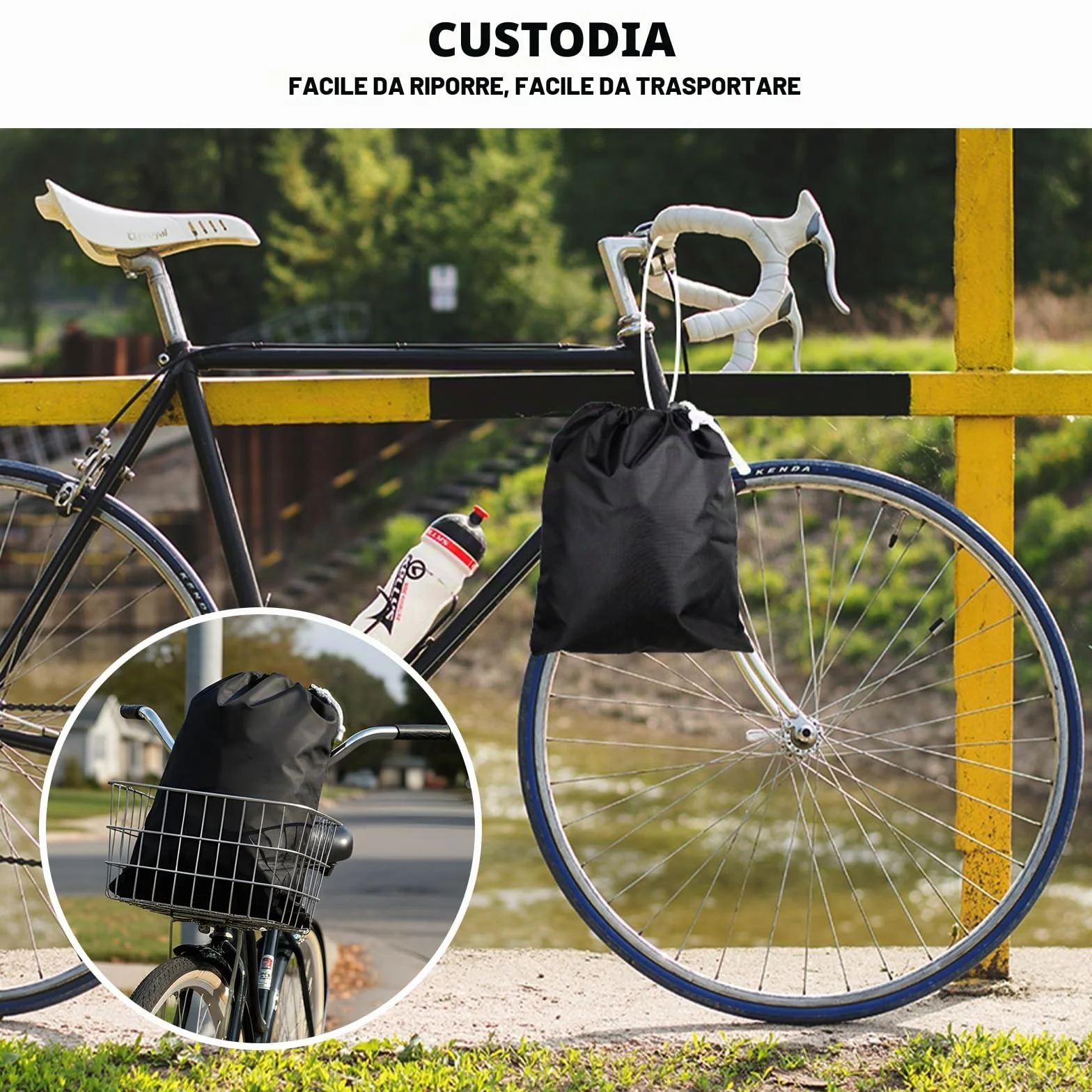 Favoto Telo Copri Bicicletta da Esterno Impermeabile, Robusto Tessuto Oxford, Protezione da Sole, Pioggia e Polvere, Antivento con Borsa per il Trasporto (Nero, per 1-2 biciclette)