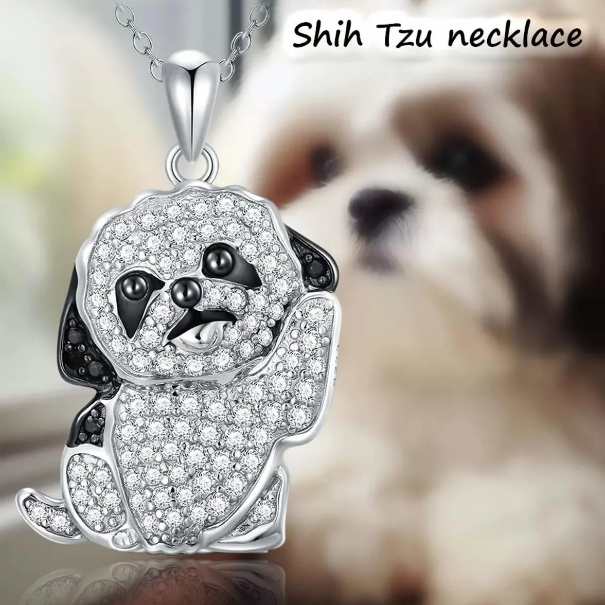 DUTACK Graziosa collana per cani Shih Tzu ciondolo con scatola bianca
