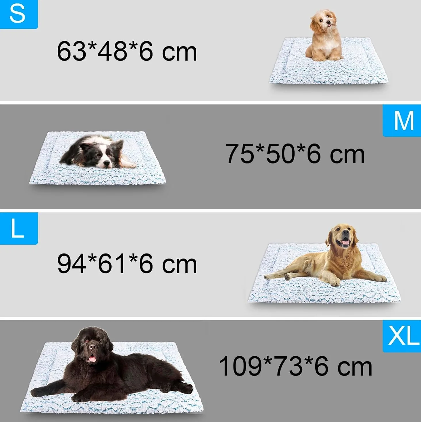 Cuscino per Cani Corto in Peluche, per Cani Medi Materassino Cane, 75x50cm, Caldo e Comodo, Lavabile, Blu