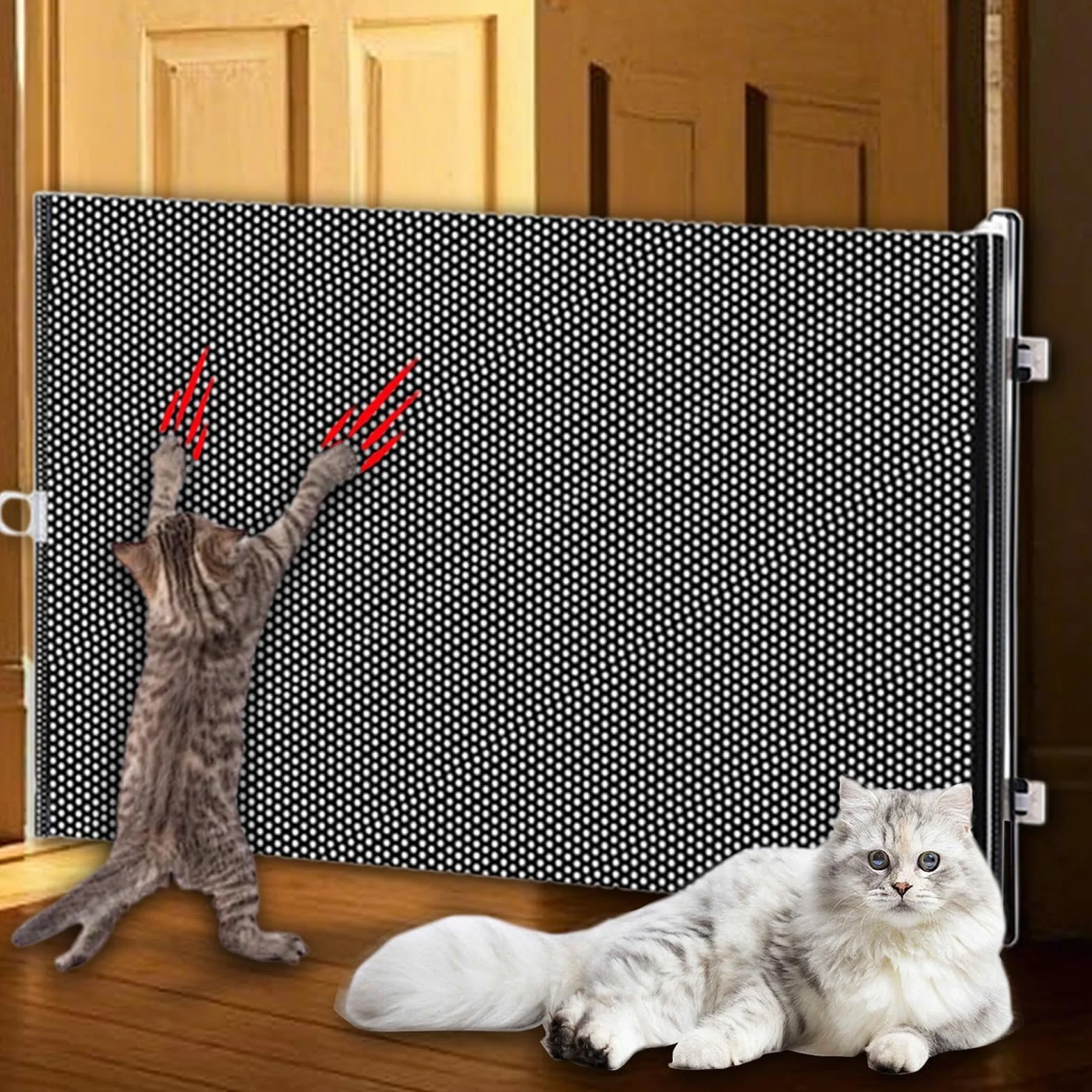 Cancello per cuccioli da interno, porta retrattile ed espandibile per animali domestici, facile da installare, barriera portatile per gatti, recinzione divisoria anti-salto per porta, scale, balcone