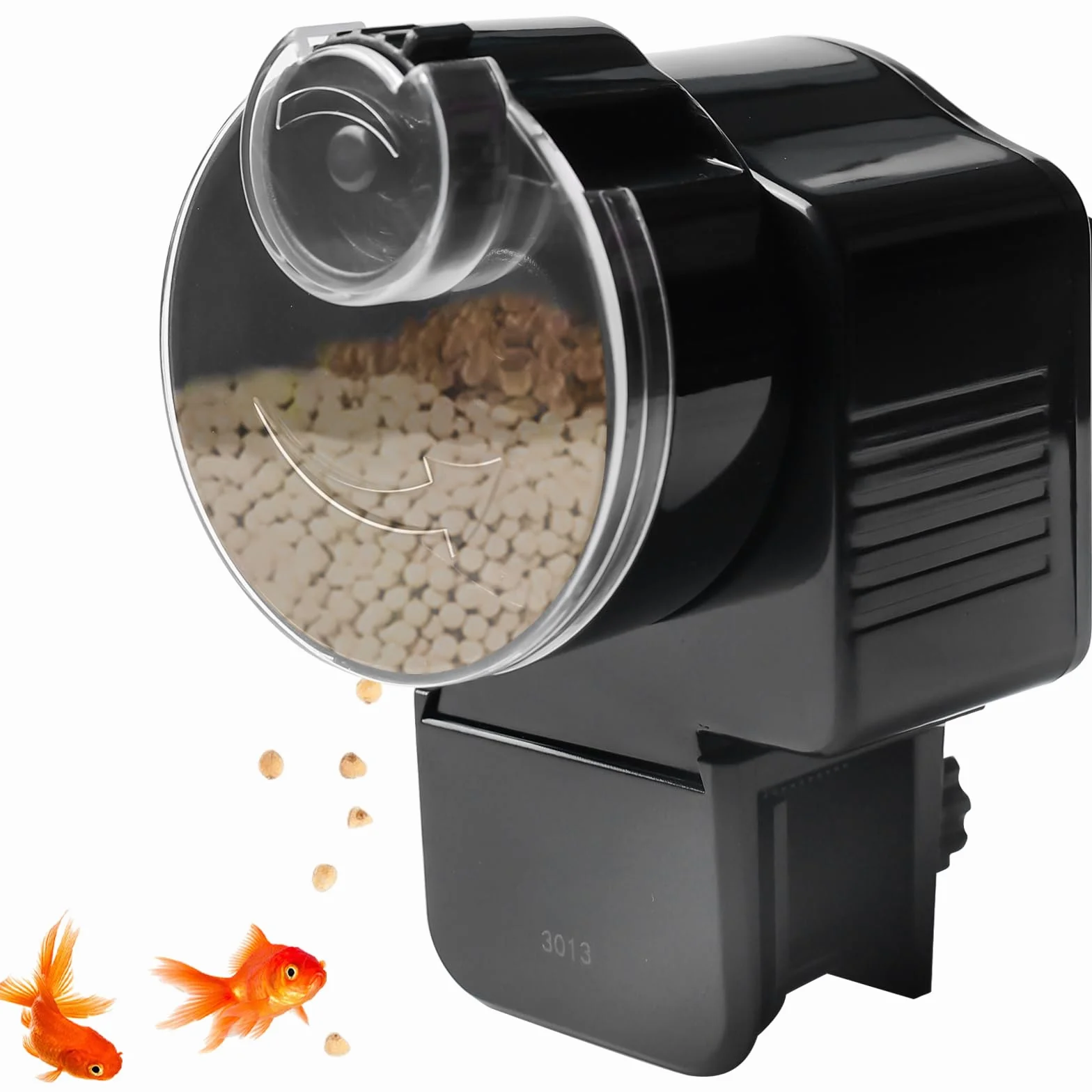 Alimentatore automatico per acquario 65 ml: distributore automatico di cibo per pesci con timer, regolabile per pellet/pellet, distributore automatico di cibo per pesci a