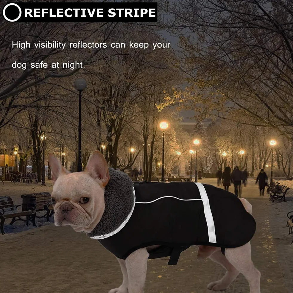 Cappotto caldo per cani riflettente impermeabile antivento giacca collo alto fodera in pile