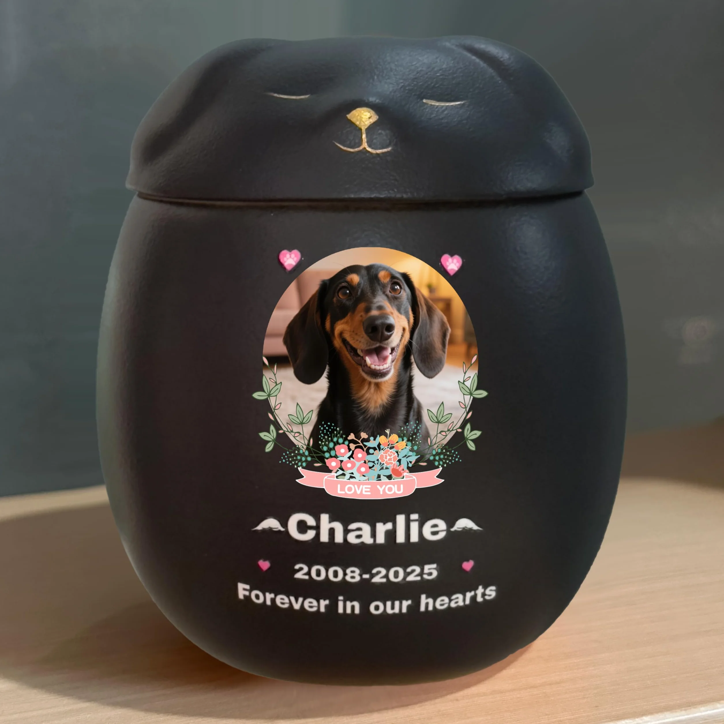 Urna per cani personalizzata in ceramica fatta a mano, Piccola per ceneri ≤ 10 kg
