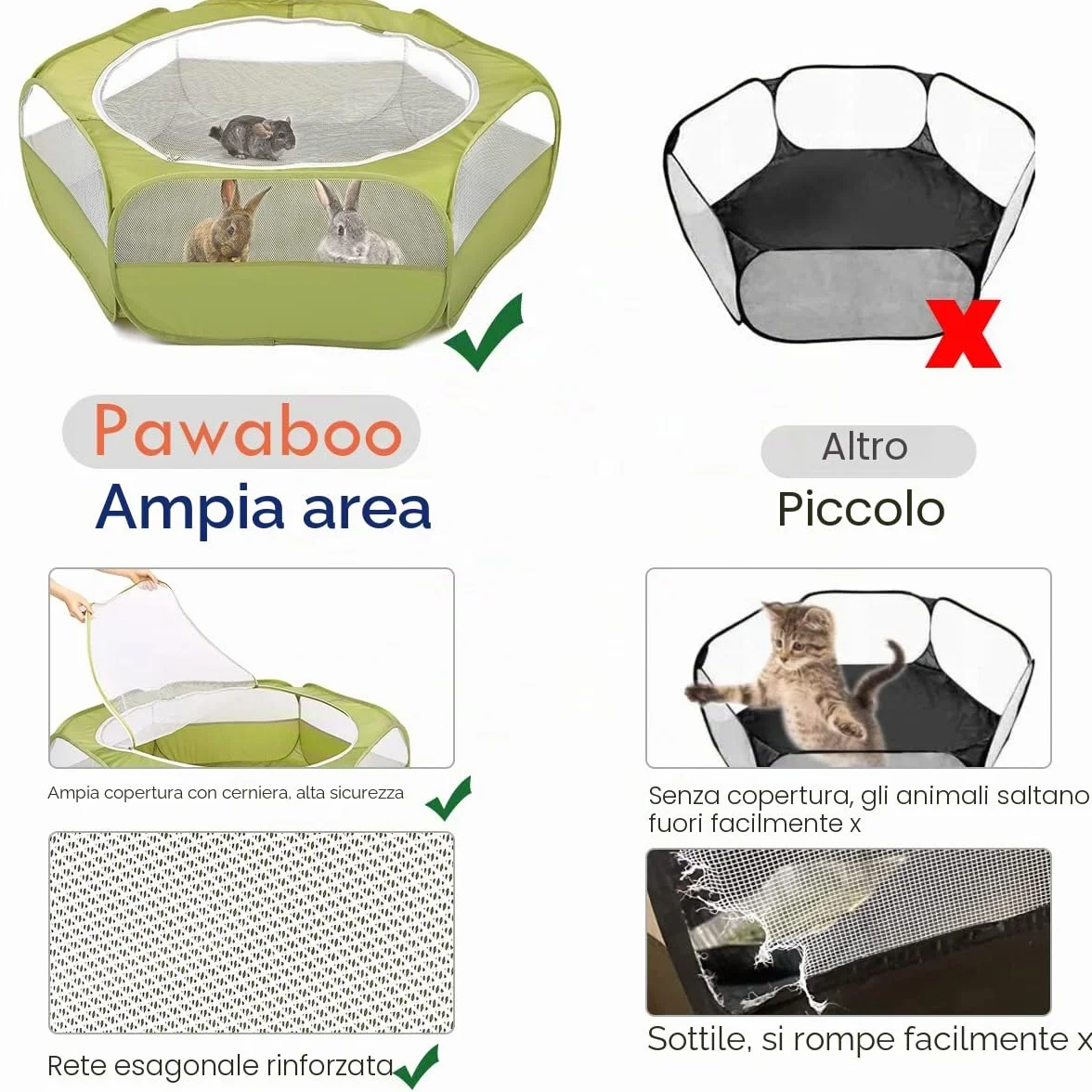 Pawaboo Recinto per Animali Domestici, Gabbia Pieghevole in Tessuto Oxford, Verde
