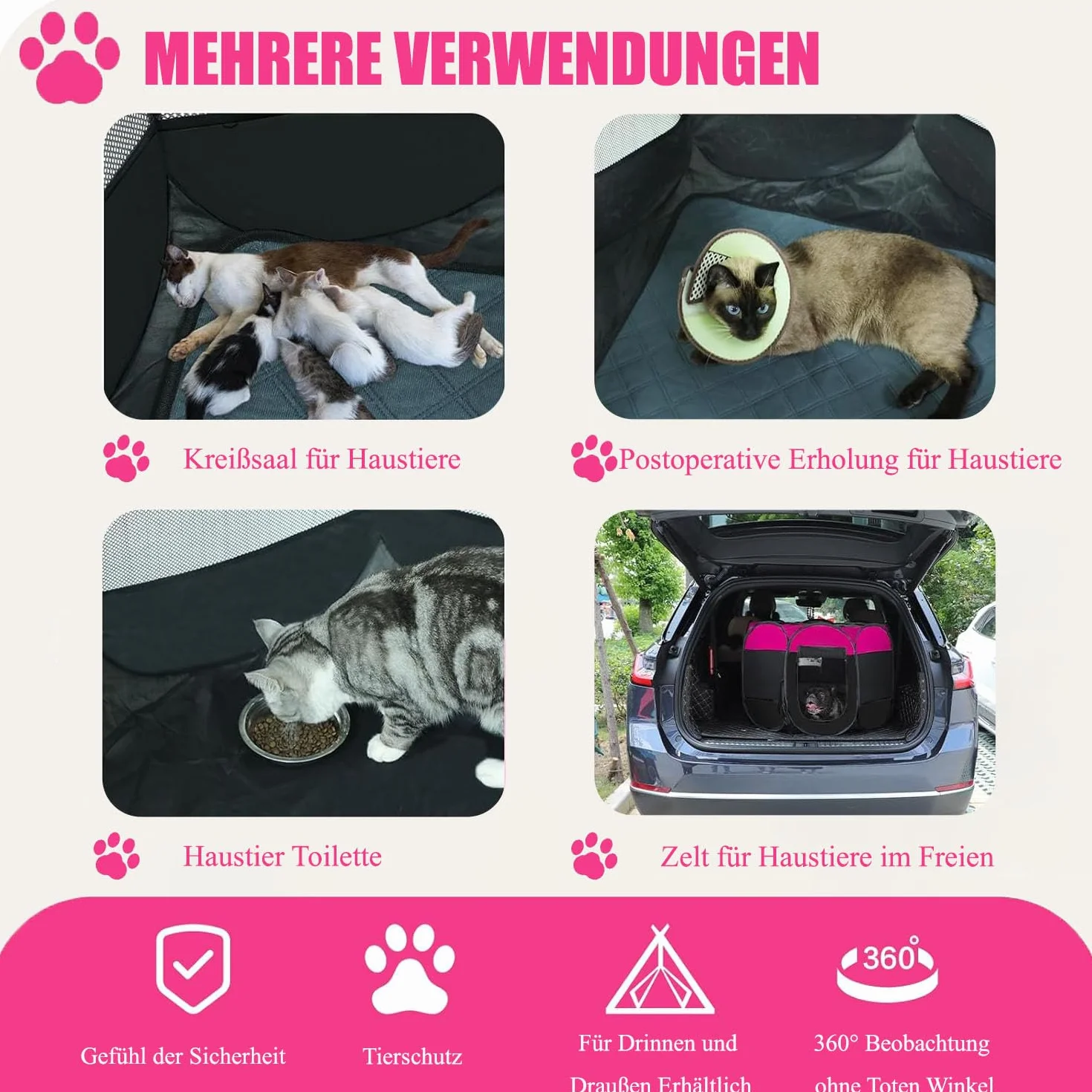 Pieghevole Beccucciolo portatile per cani 74 x 74 x 43 cm blu impermeabile Oxford