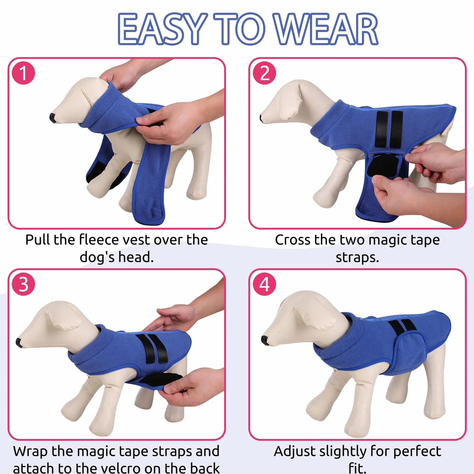 Pile Dog & Cat Coat Harness Vest – Caldo Blu (S)