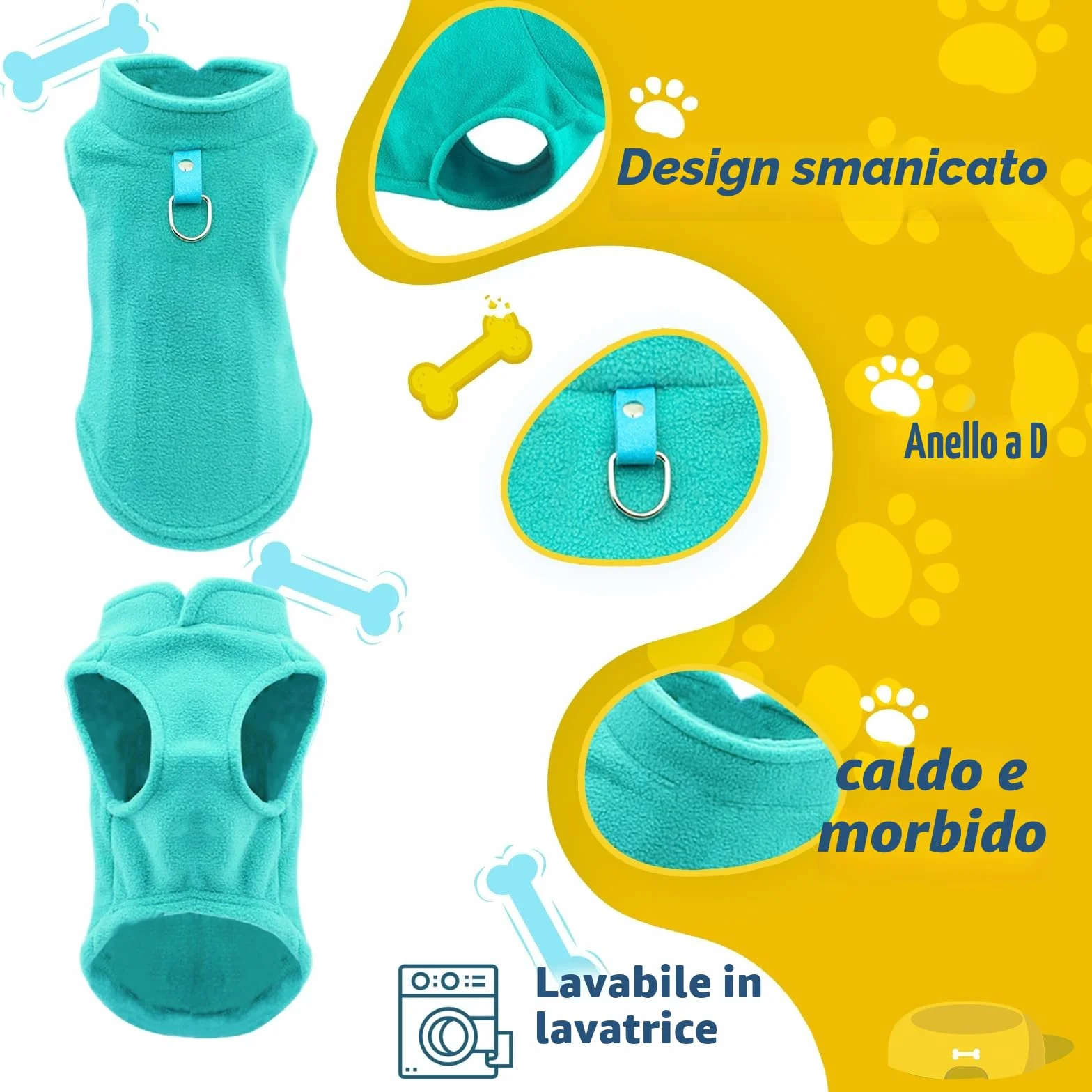 Maglioncino per Cani e Gatti di Piccola Taglia in Pile, Giacca Invernale Caldo e Morbido (aqua+green, L)